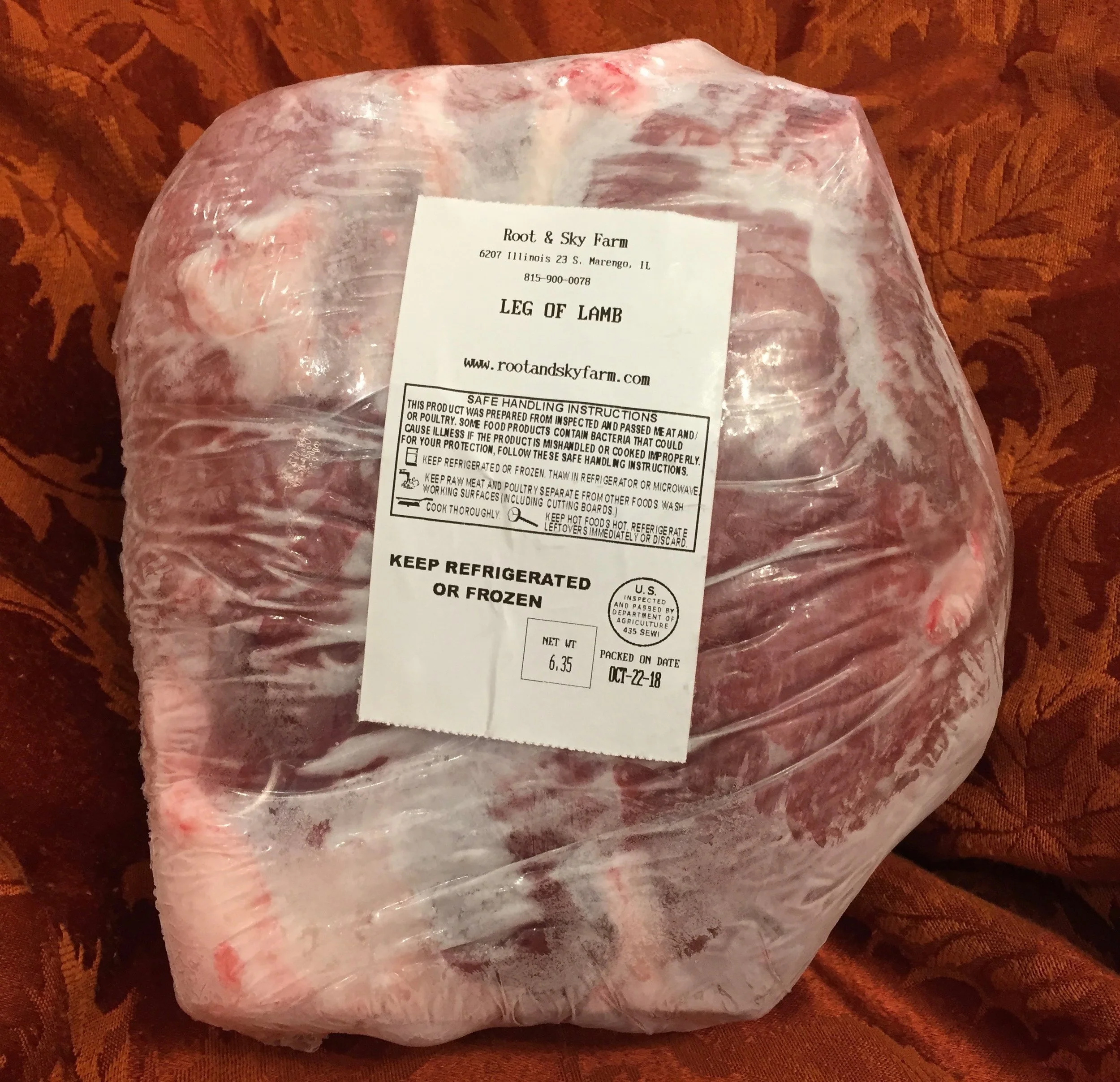 Our whole leg of lamb, perfect for holiday celebrations.