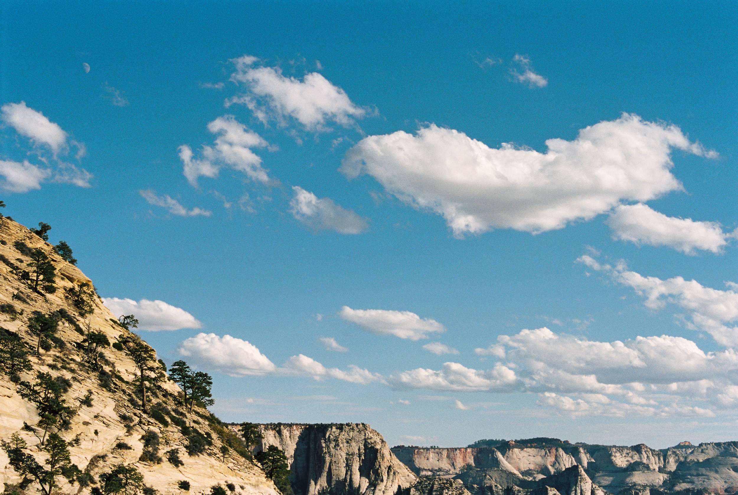 The moon over East Northgate Peak. 35mm Kodak Portra 160.