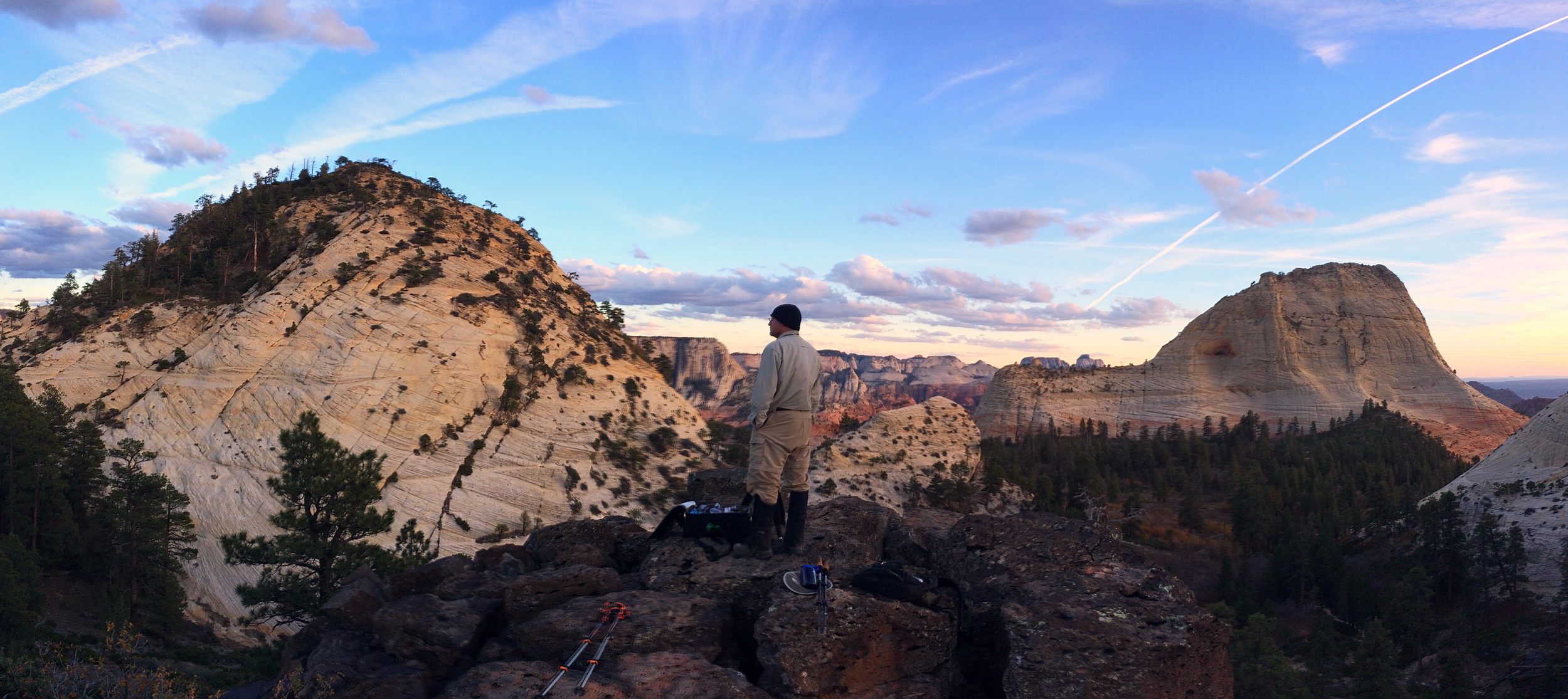 iPhone pano of Marc waiting patiently for light that would never come...