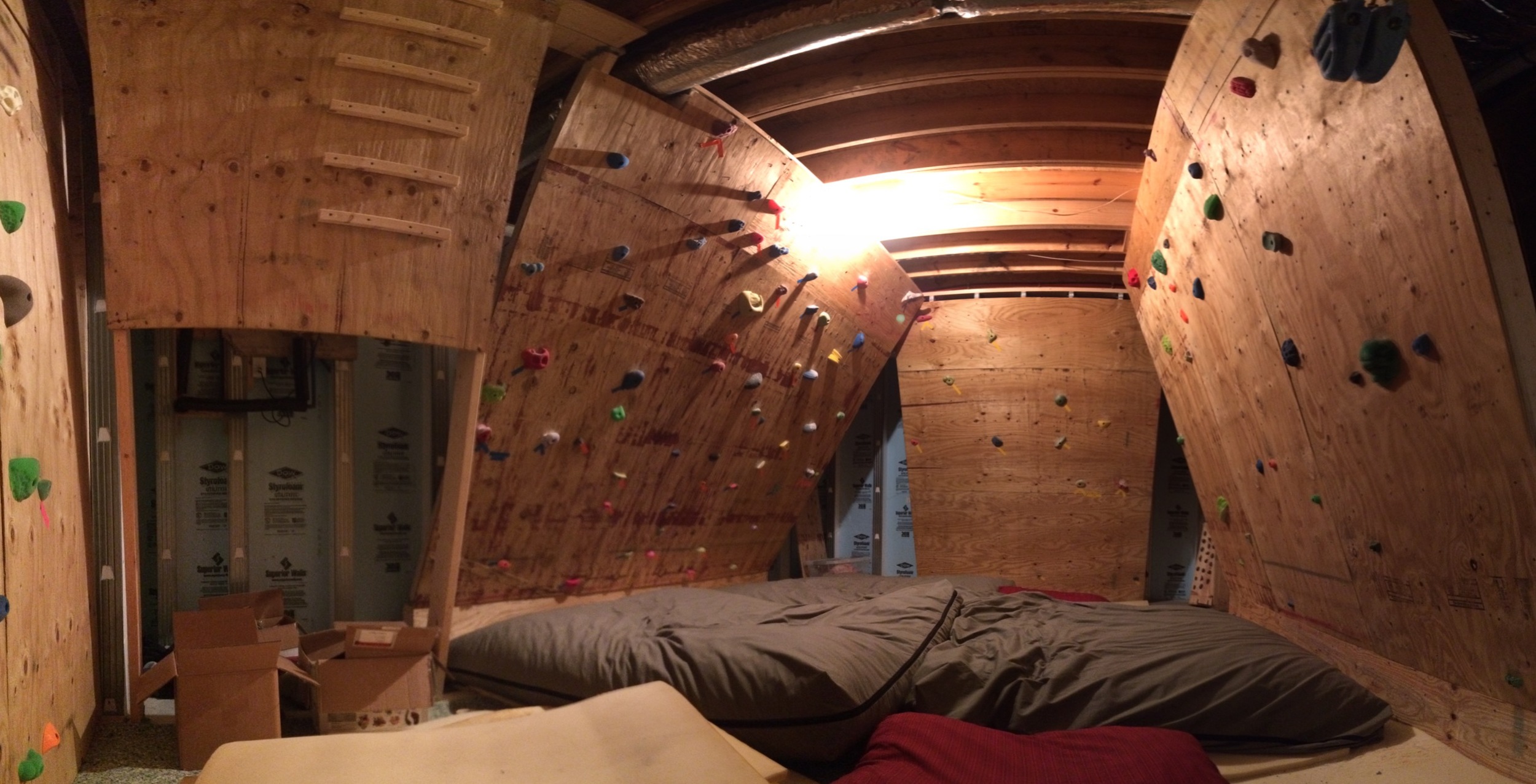My home gym, for when I get super out of shape. Took my buddy and I about 30 hours to build. Named it Brock Rocks; even had a sign made...