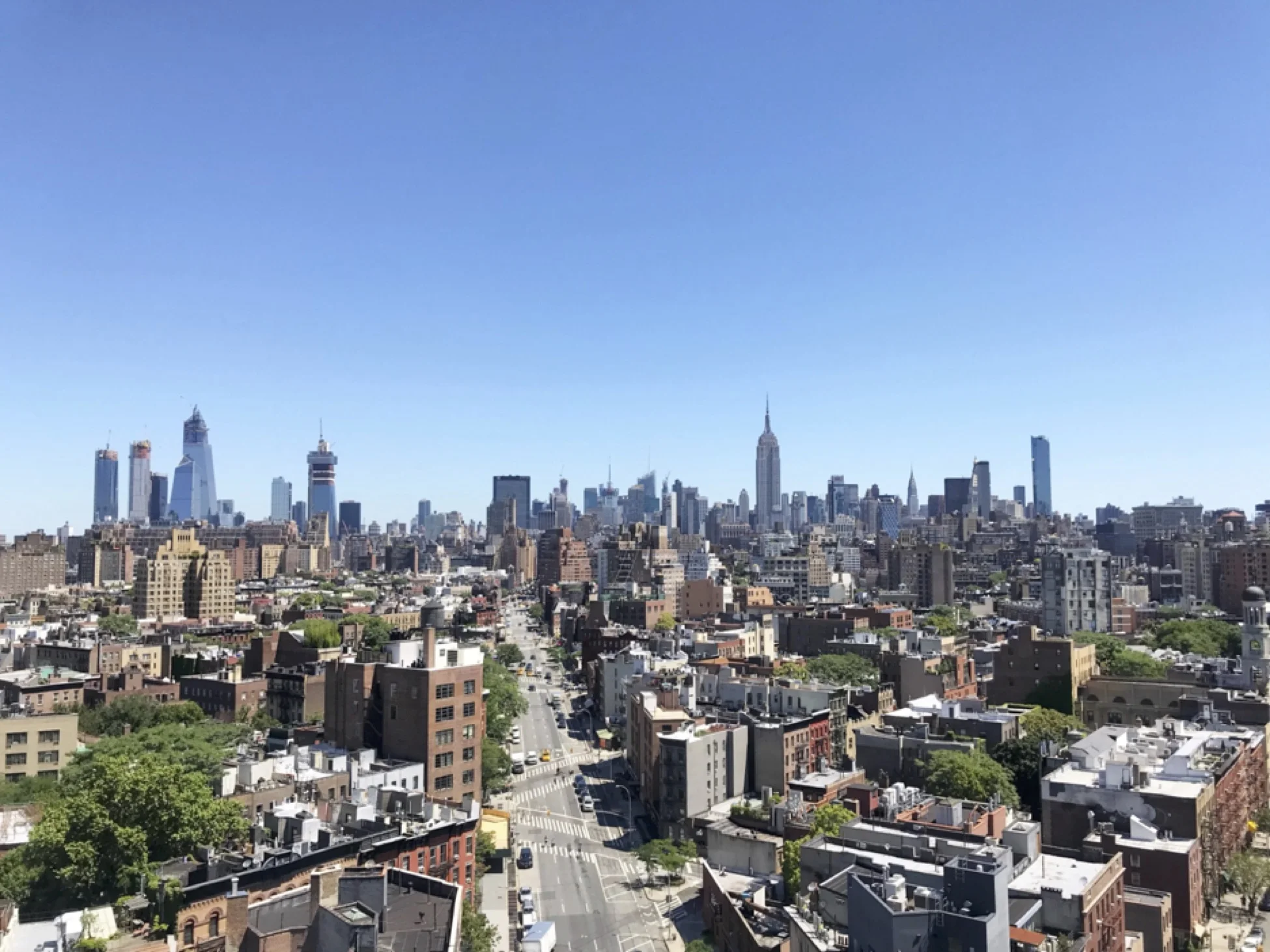 View of New York City from the Squarespace roof terrace