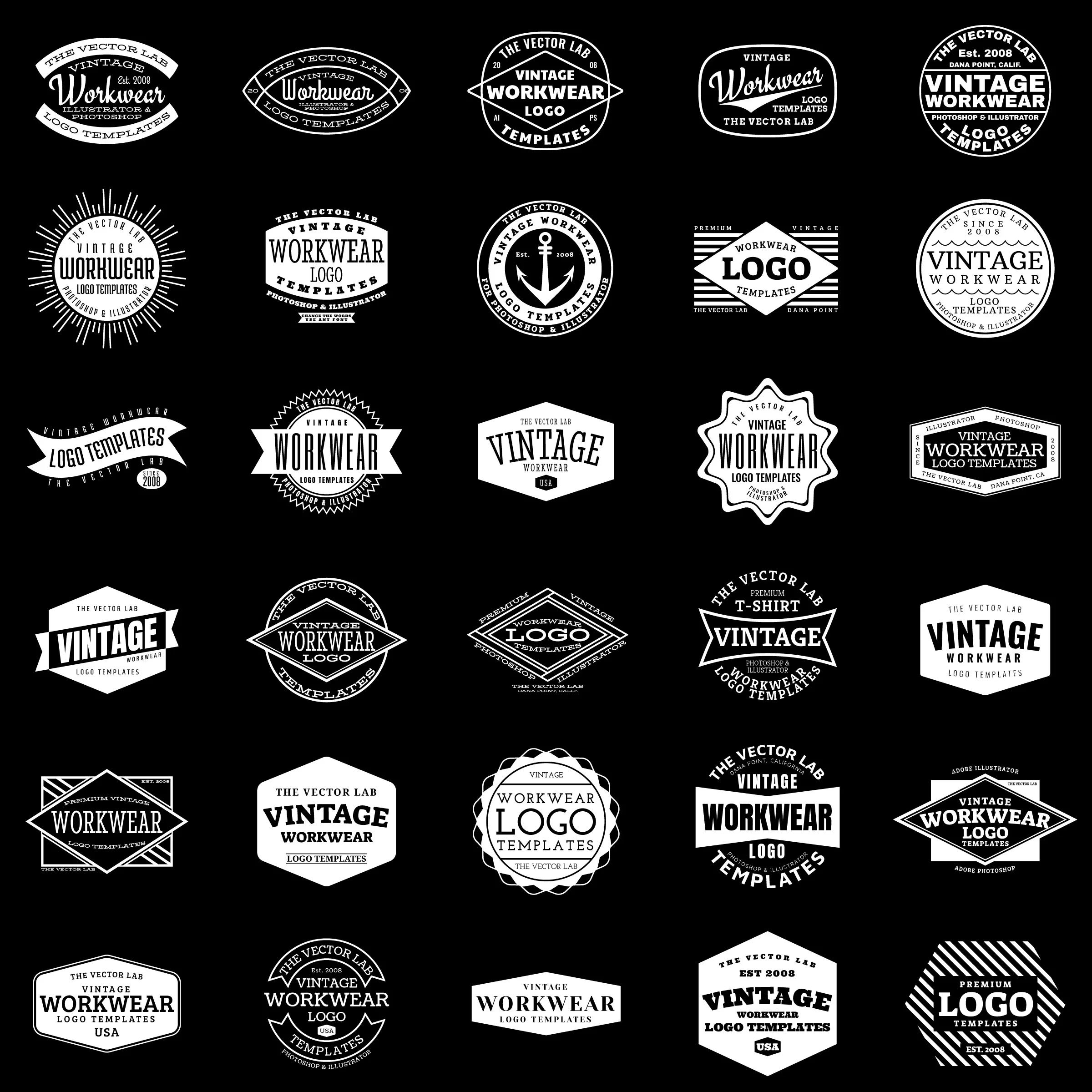 Vintage Workwear Logo Templates - Illustrator