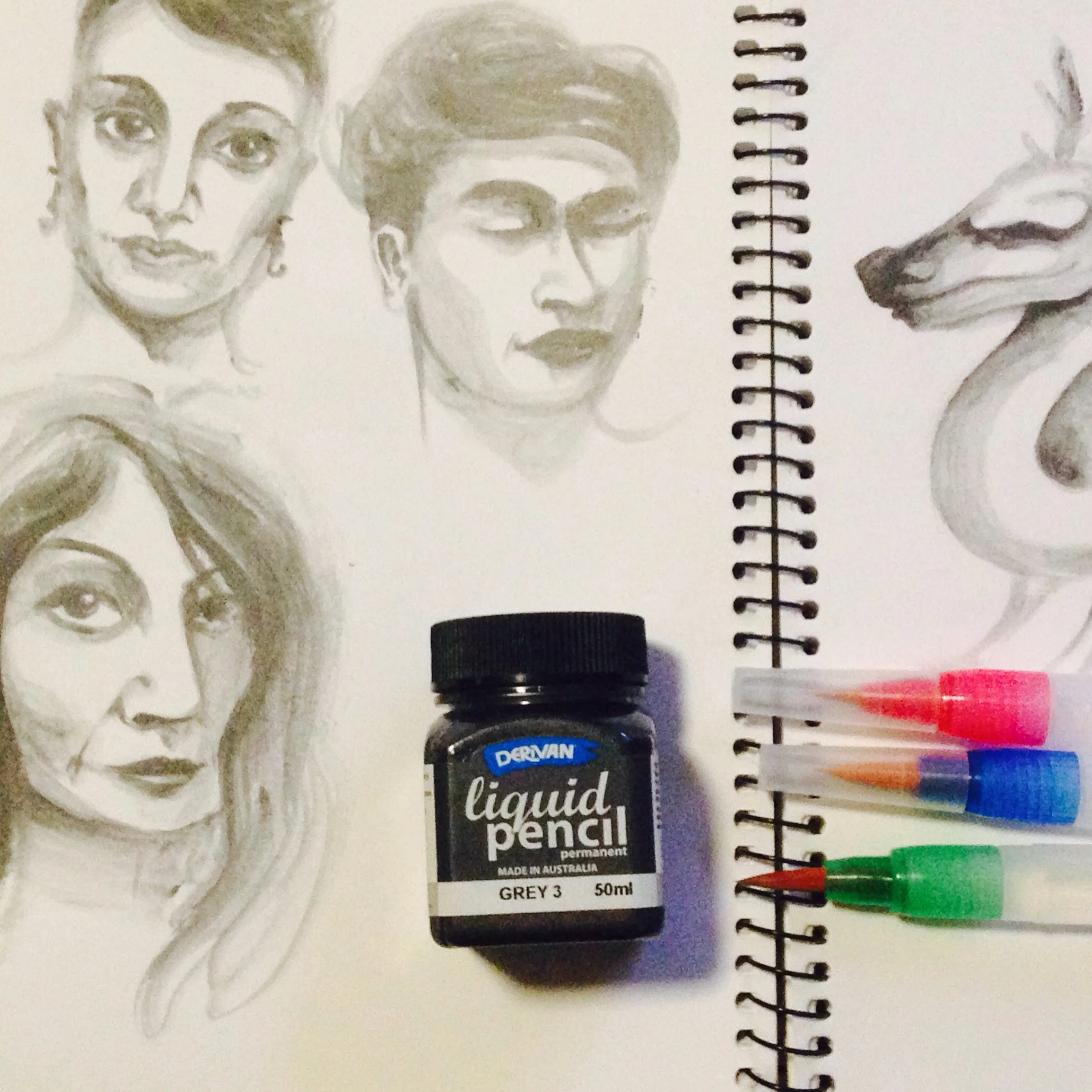 Liquid pencil and water brushes