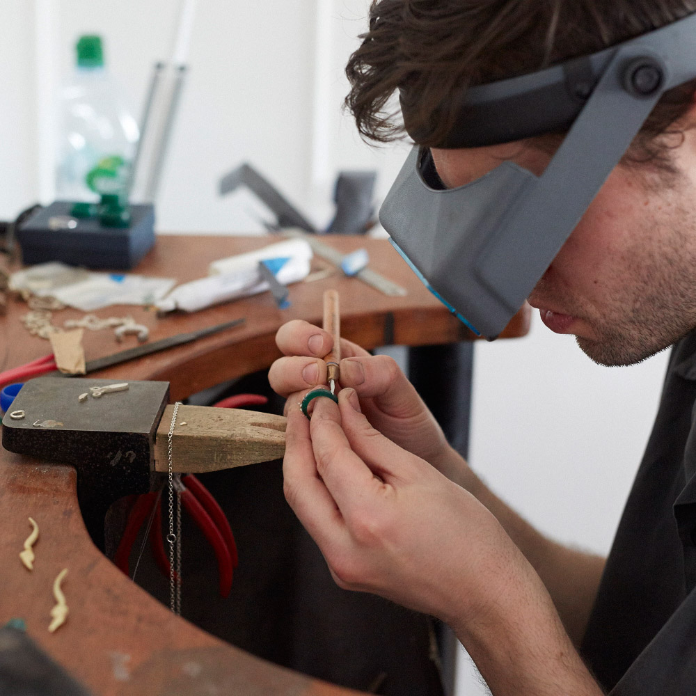 Daniel carves each design from wax using hand tools and scalpels.