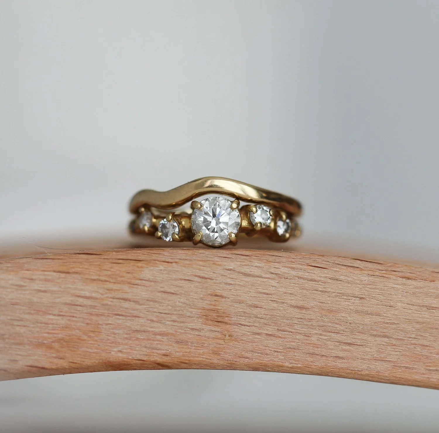Diamond wave band, made with gold from customers own inherited jewellery