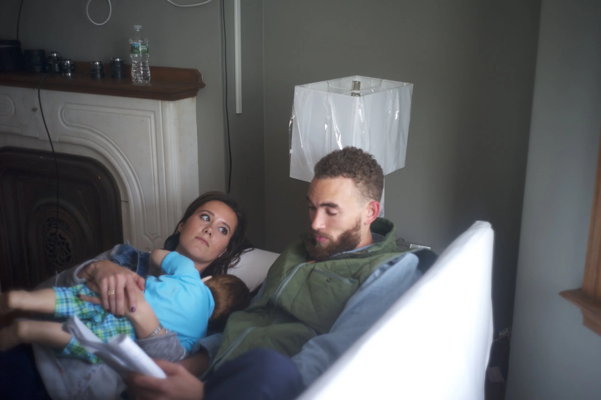 blocking out a bedtime scene with our stand in's. so simple, just a simple shot of two people getting a toddler ready for bed. what could go wrong?