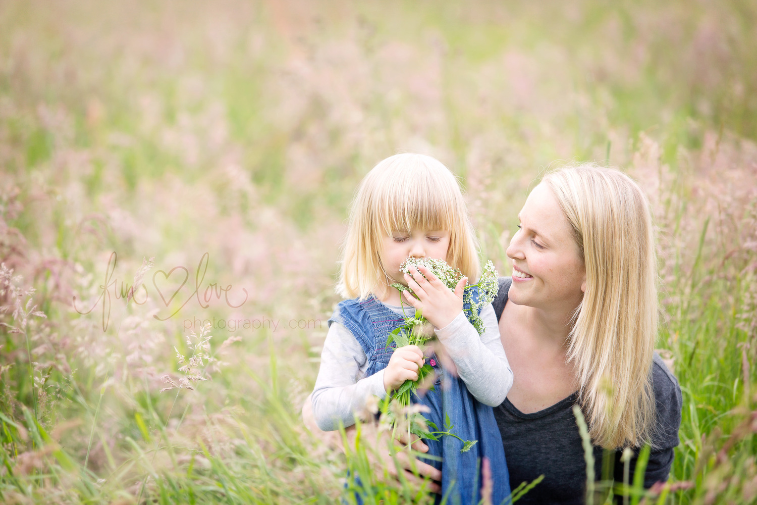 Mother and Daughter Family Photography with Flowers