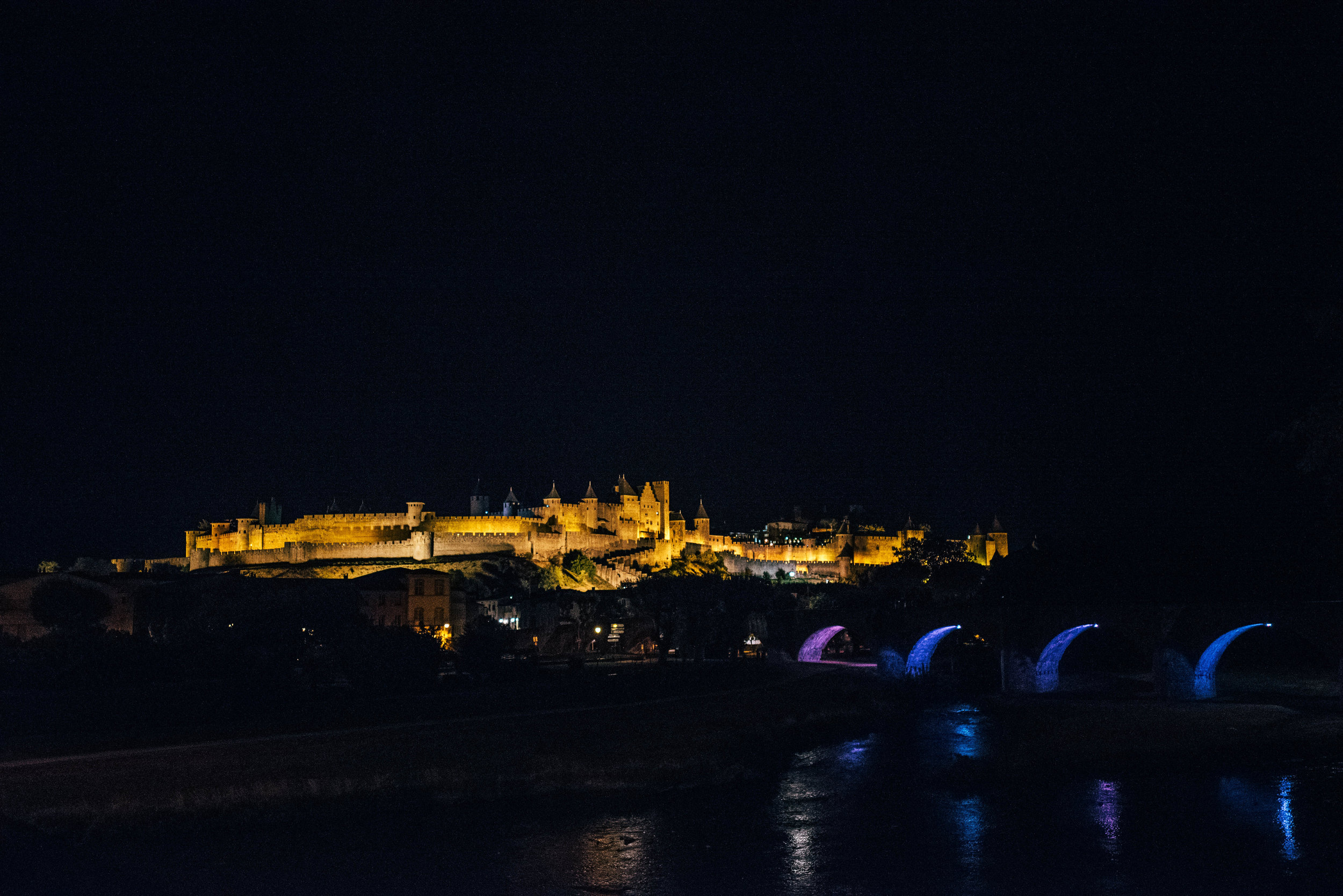 Carcassonne Citadel at night France Essex UK Documentary Photographer