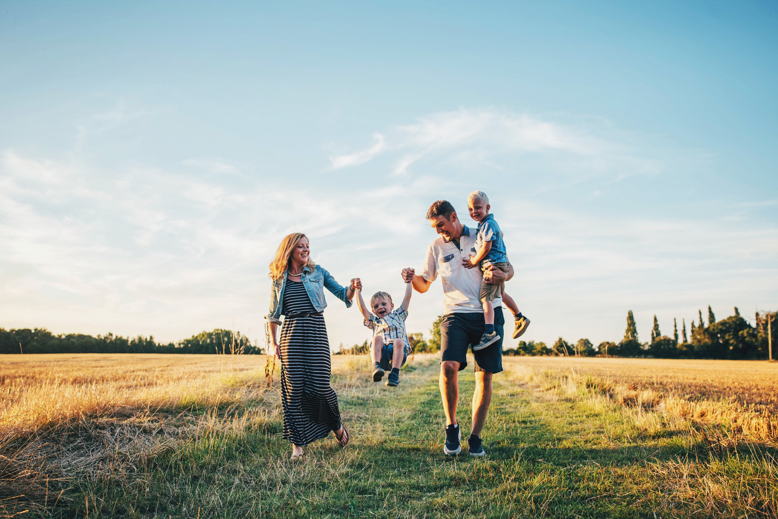 Sunset Golden Hour Summer Family Lifestyle Shoot Essex UK Documentary Portrait Photographer