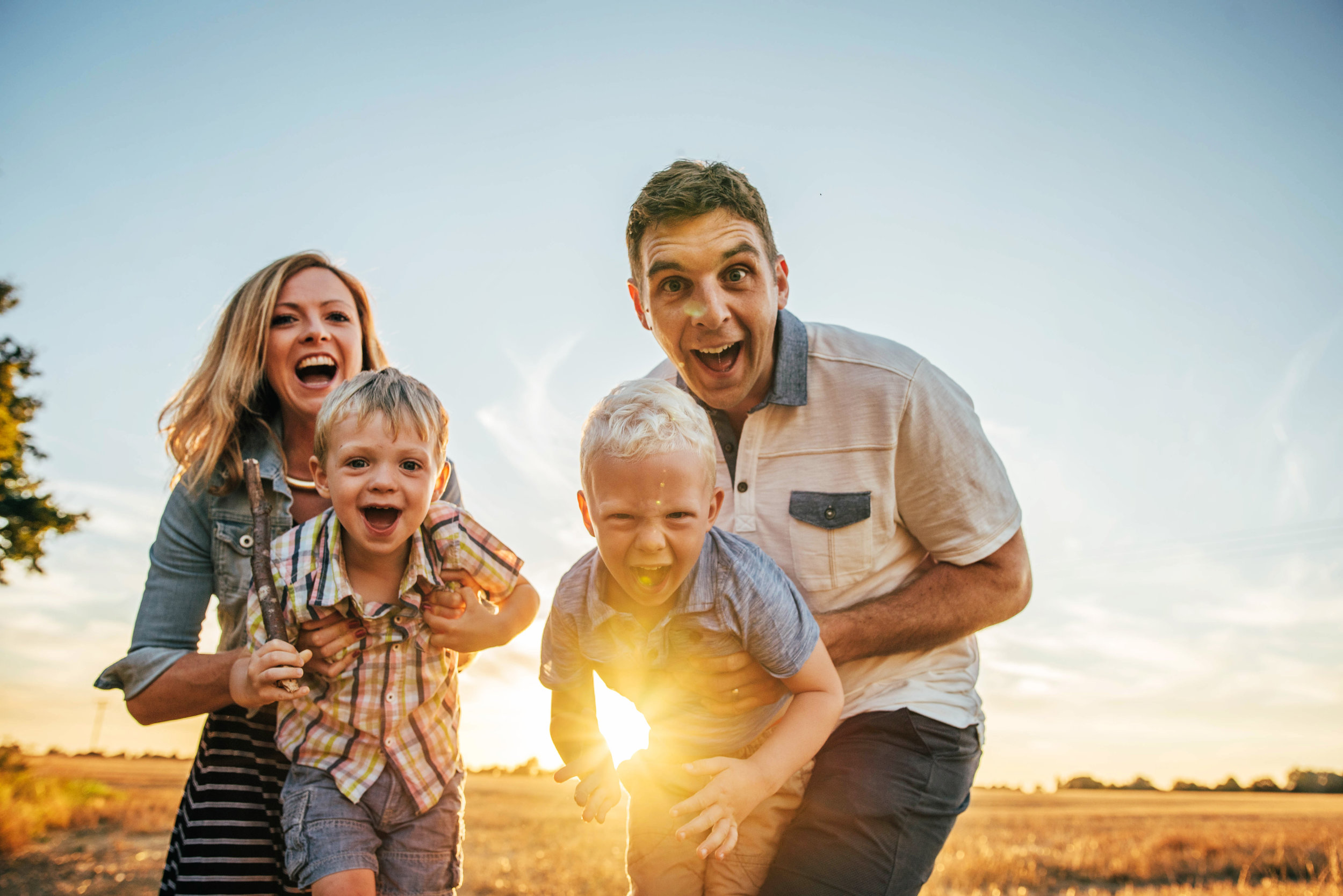 Sunset Golden Hour Summer Family Lifestyle Shoot Essex UK Documentary Portrait Photographer