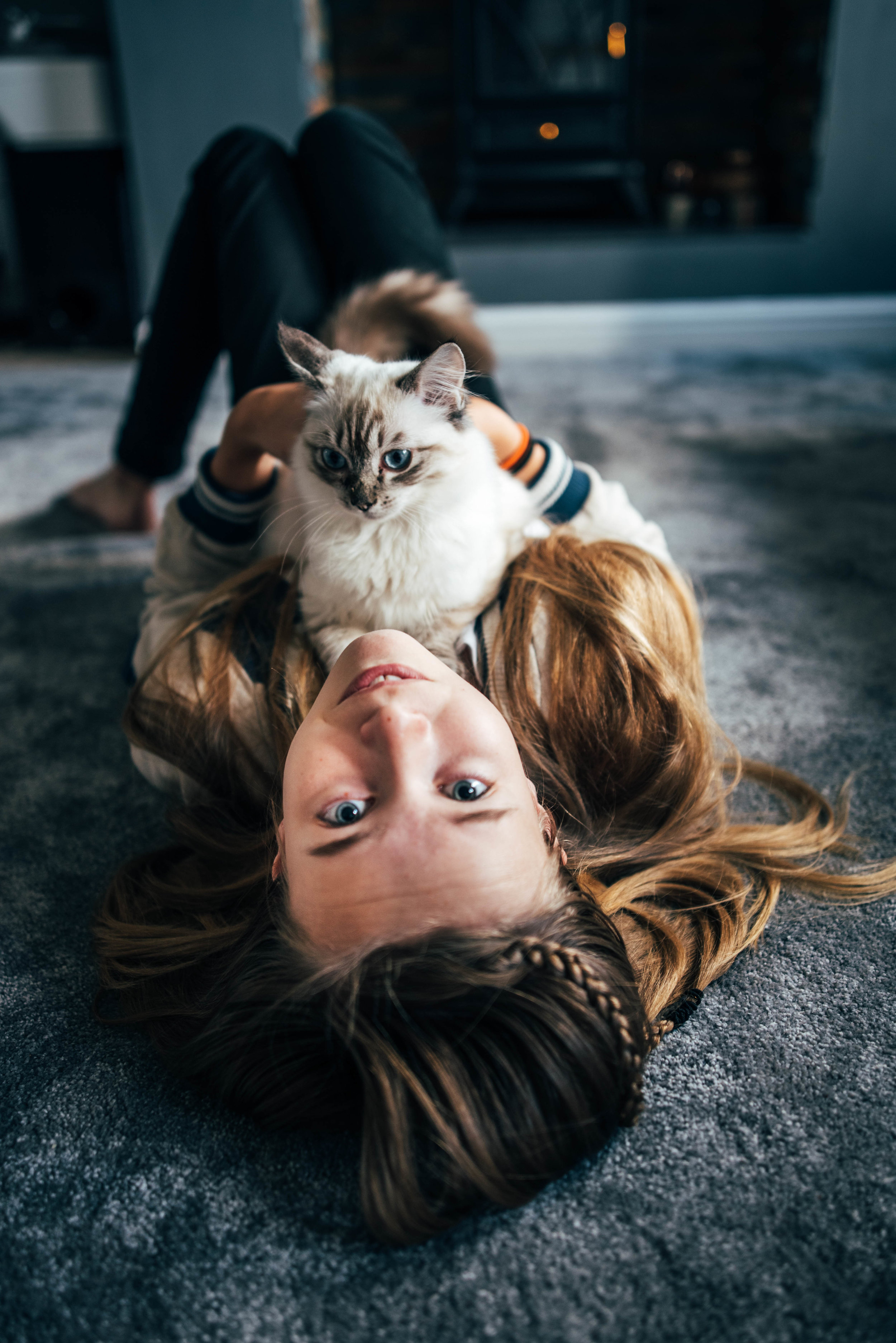 Girl holds Ragdoll Kitten Essex UK Documentary Portrait Photographer