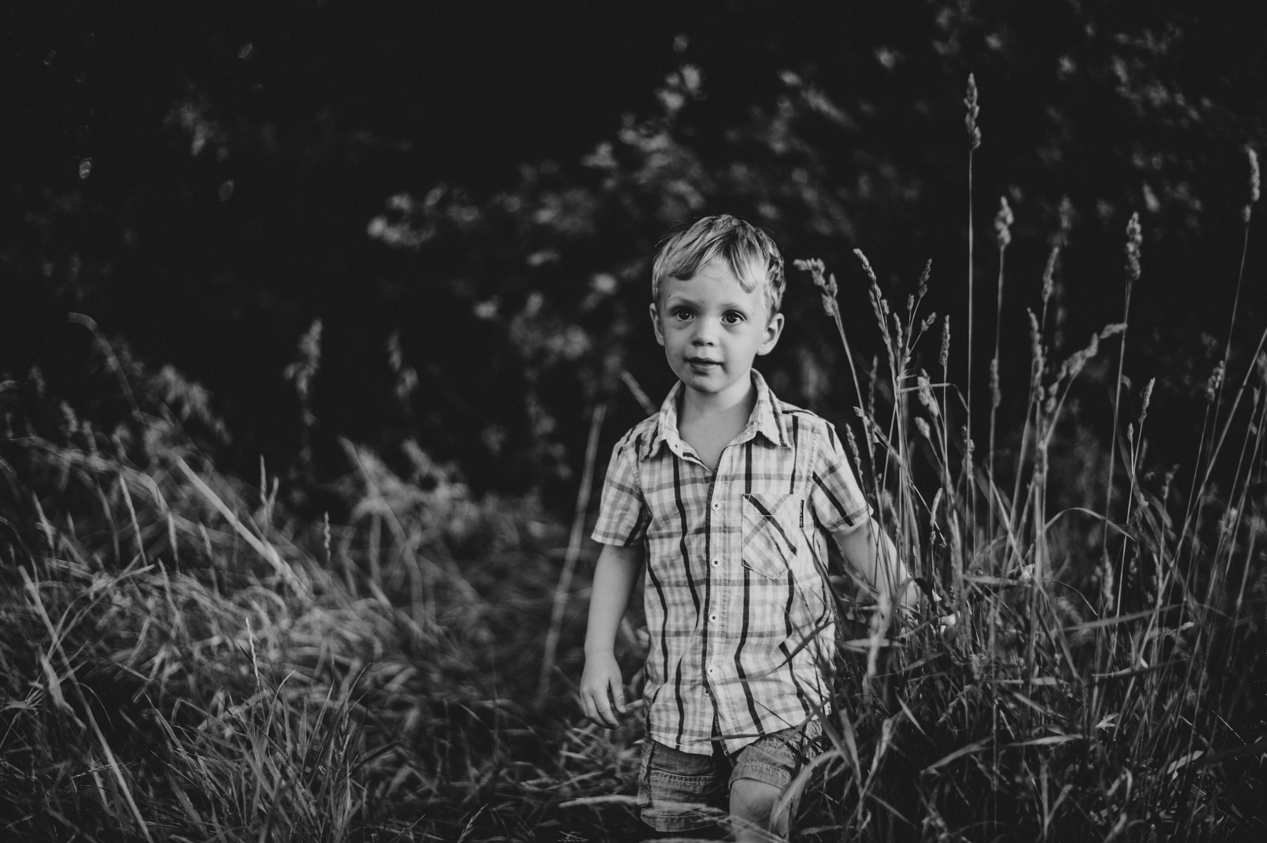 Little boy in long grass Summer Evening Essex UK Documentary Portrait Photographer