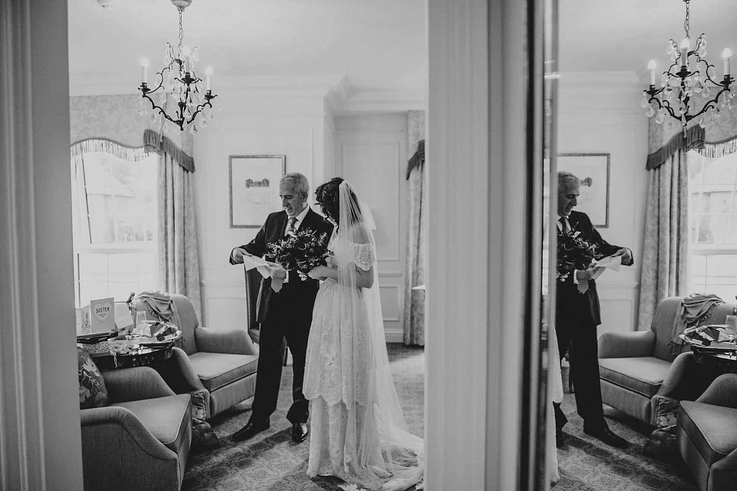 Gothic inspired vintage 80s dress Autumn Village Hall wedding Essex UK Documentary Wedding Photographer