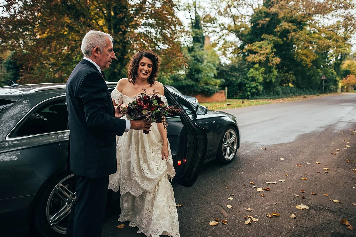 Gothic inspired vintage 80s dress Autumn Village Hall wedding Essex UK Documentary Wedding Photographer