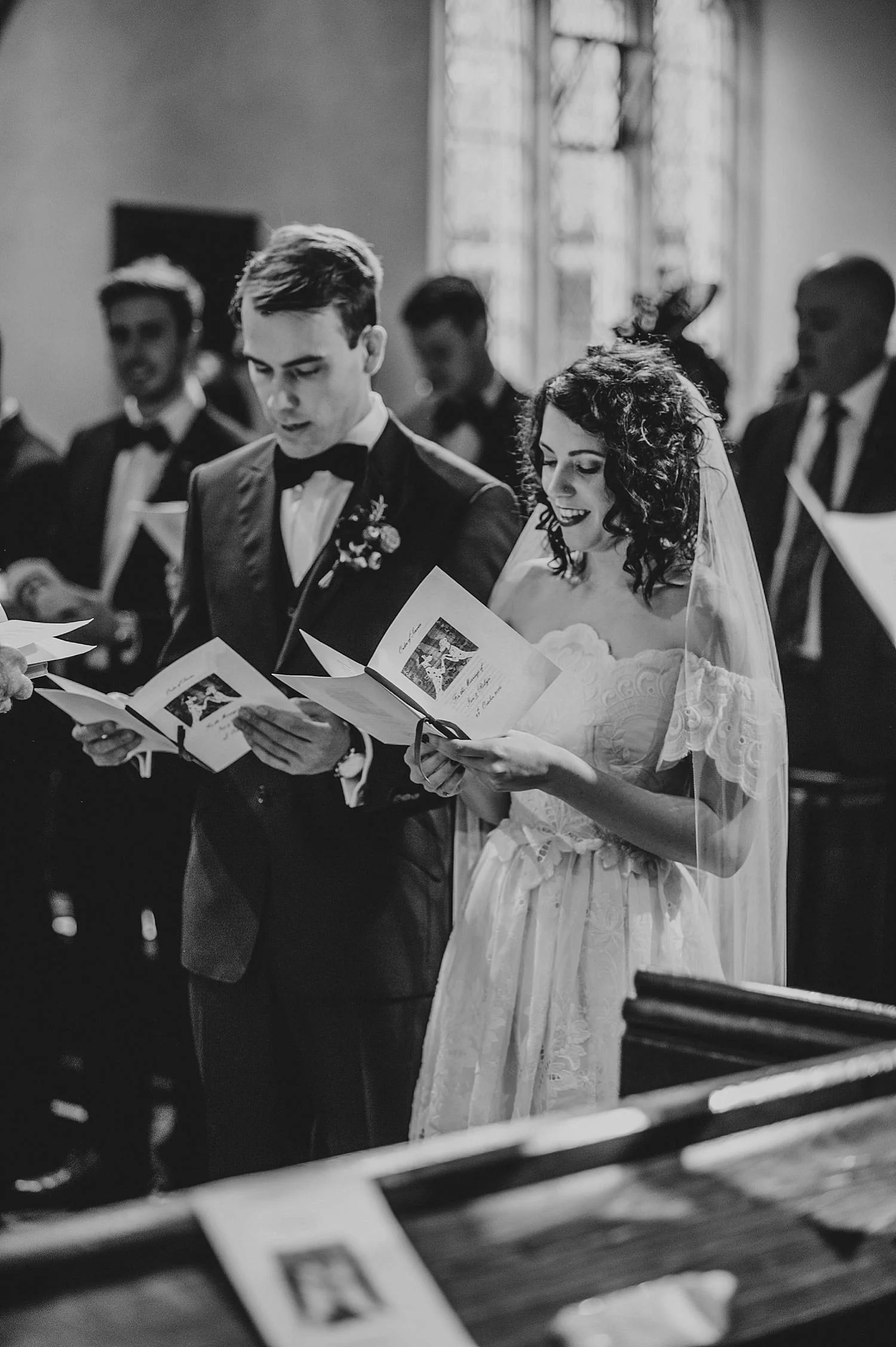 Gothic inspired vintage 80s dress Autumn Village Hall wedding Essex UK Documentary Wedding Photographer