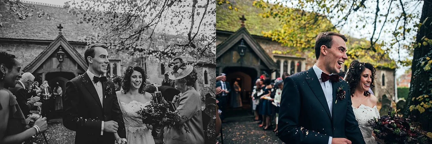 Gothic inspired vintage 80s dress Autumn Village Hall wedding Essex UK Documentary Wedding Photographer