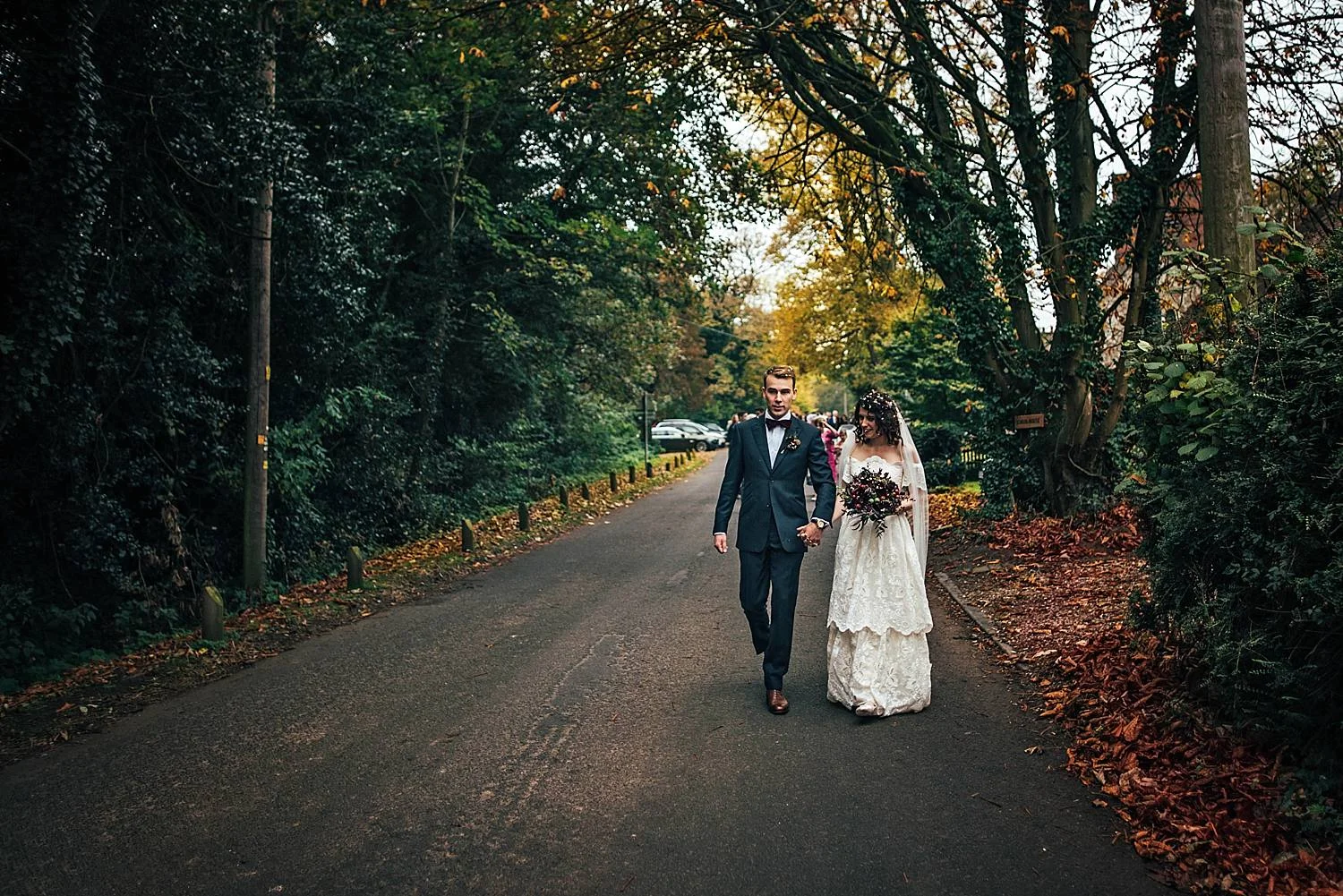 Gothic inspired vintage 80s dress Autumn Village Hall wedding Essex UK Documentary Wedding Photographer