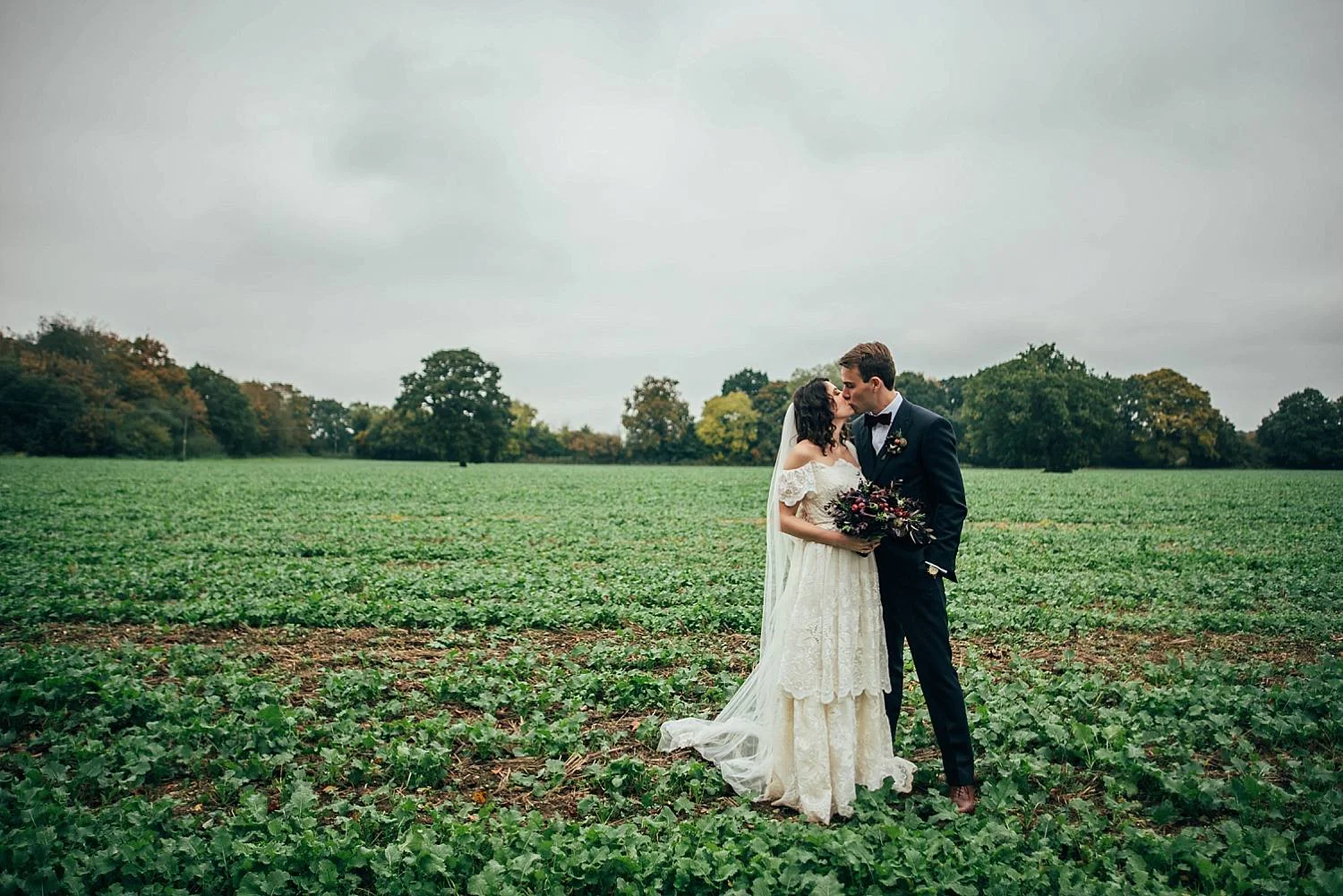 Gothic inspired vintage 80s dress Autumn Village Hall wedding Essex UK Documentary Wedding Photographer