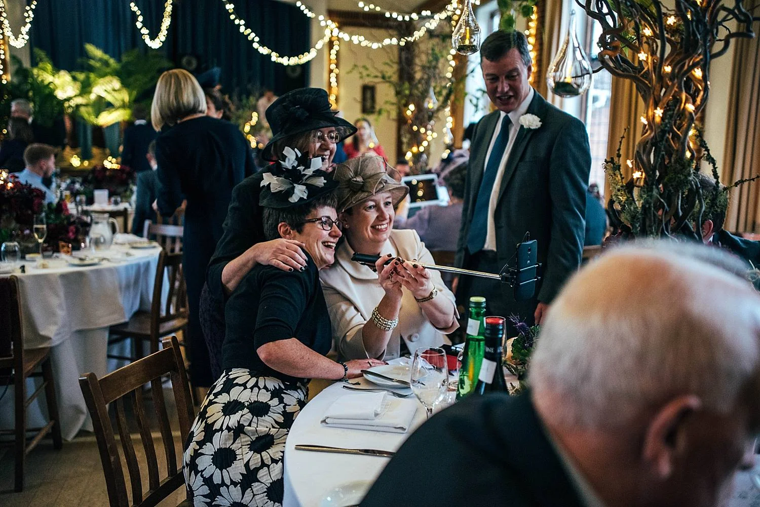 Gothic inspired vintage 80s dress Autumn Village Hall wedding Essex UK Documentary Wedding Photographer