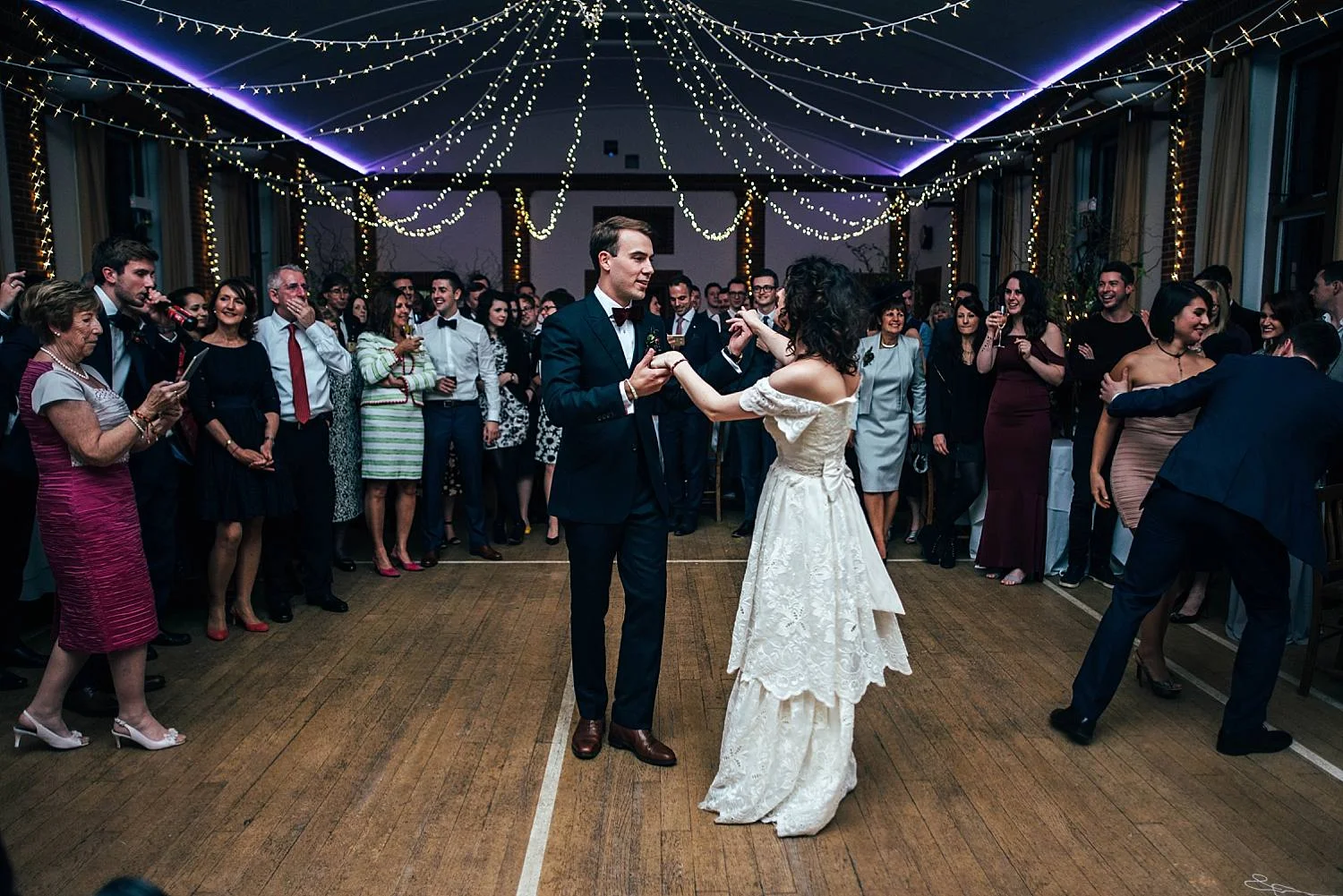 Gothic inspired vintage 80s dress Autumn Village Hall wedding Essex UK Documentary Wedding Photographer