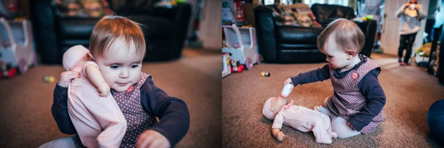 Baby girls 1st birthday at home lifestyle session. Essex UK Documentary Photographer.