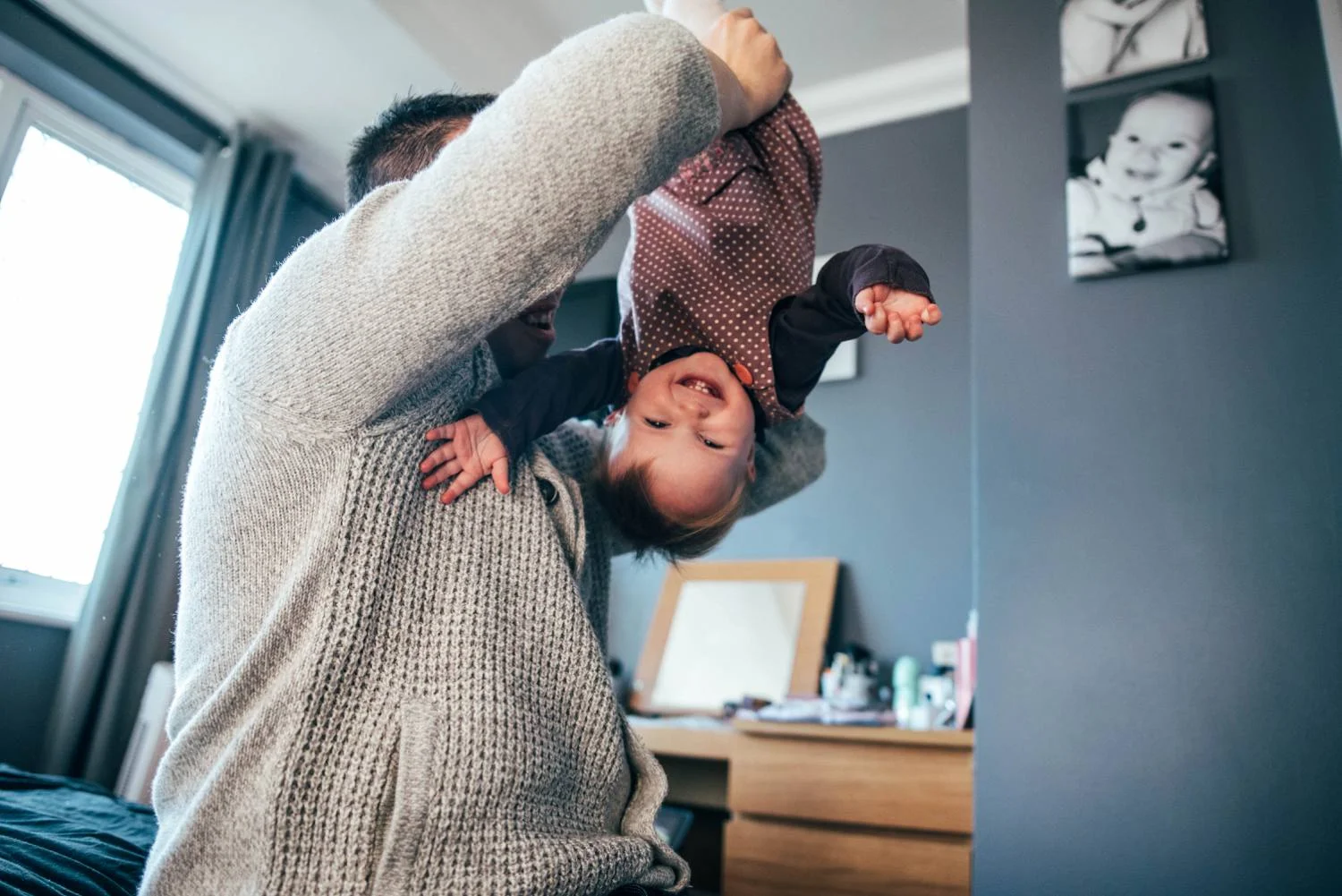 Baby girls 1st birthday at home lifestyle session. Essex UK Documentary Photographer.