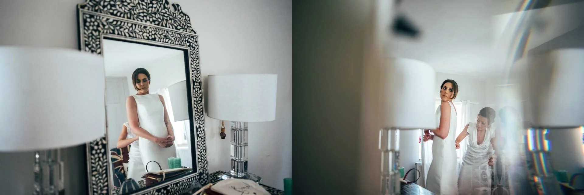 Stylish Elegant DIY Village Hall White and Green Wedding Bride wears Pronovias Three Flowers Photography Essex UK Documentary Wedding Photographer