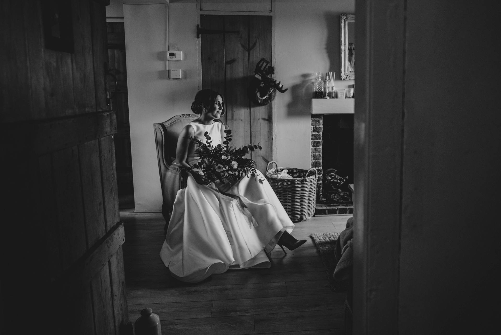 Stylish Elegant DIY Village Hall White and Green Wedding Bride wears Pronovias Three Flowers Photography Essex UK Documentary Wedding Photographer