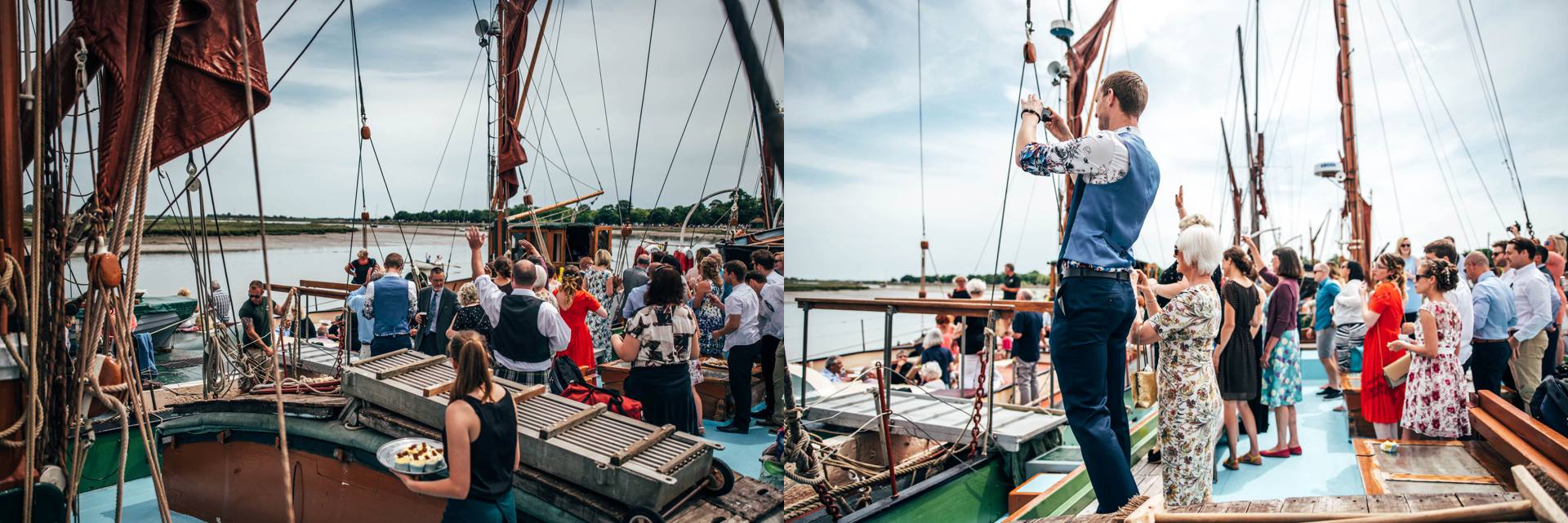 Alternative diy wedding on a boat with steam fairground Essex UK Documentary Wedding Photographer