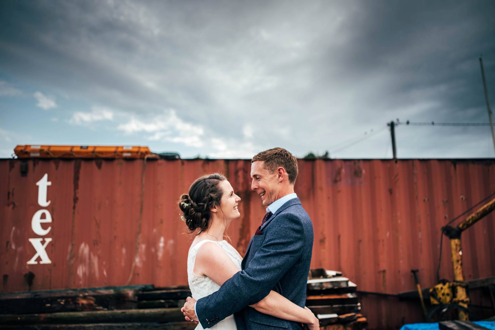 Alternative diy wedding on a boat with steam fairground Essex UK Documentary Wedding Photographer