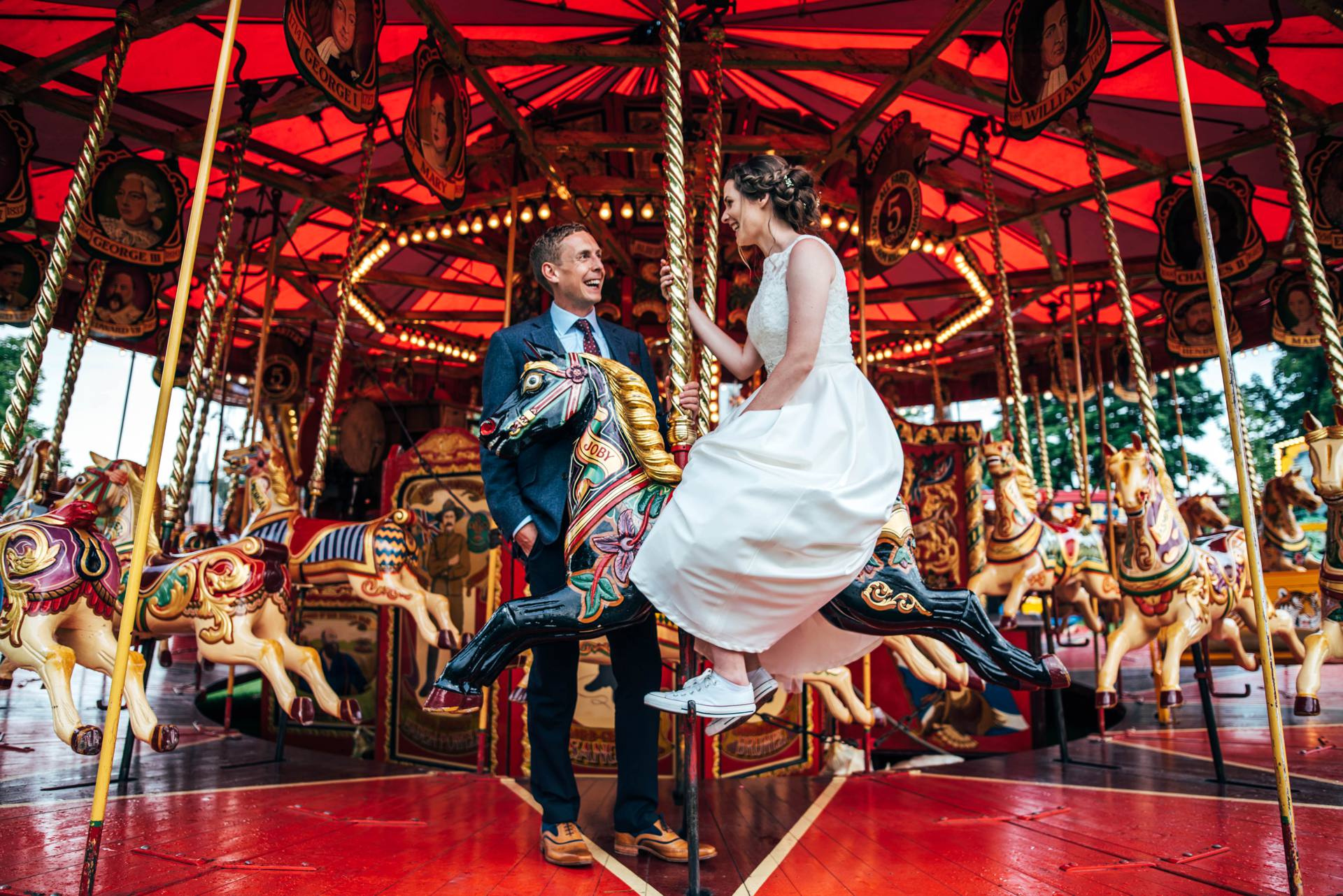 Alternative diy wedding on a boat with steam fairground Essex UK Documentary Wedding Photographer