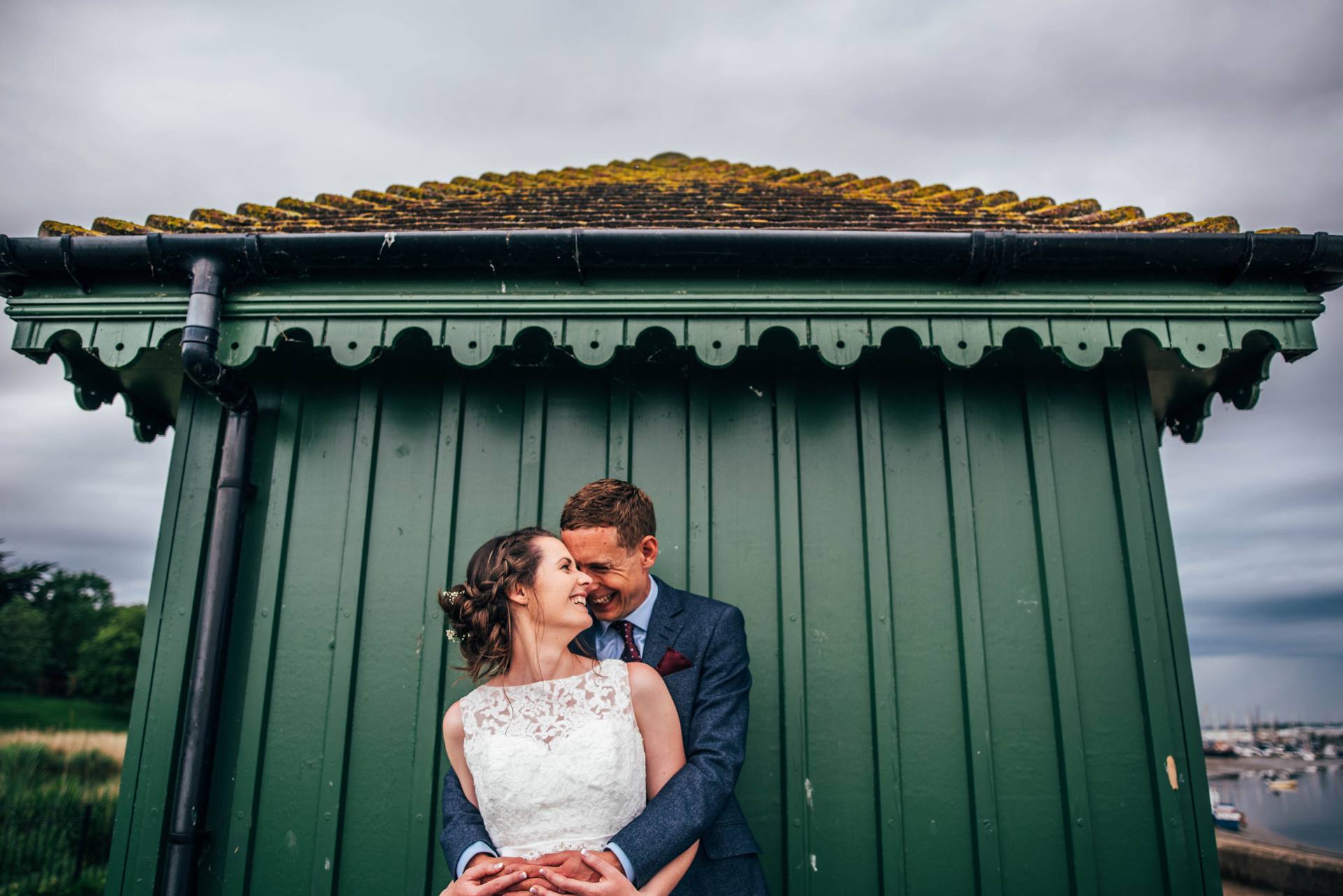 Alternative diy wedding on a boat with steam fairground Essex UK Documentary Wedding Photographer