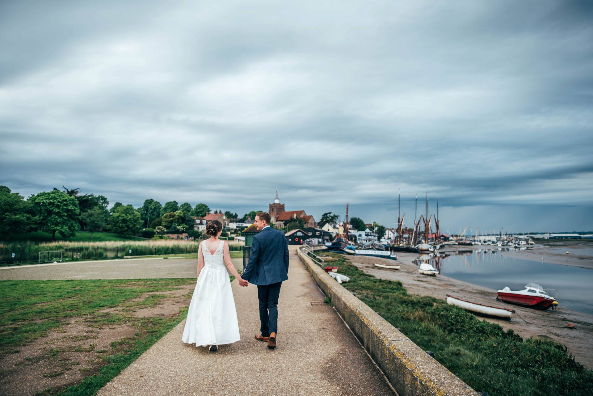 Alternative diy wedding on a boat with steam fairground Essex UK Documentary Wedding Photographer