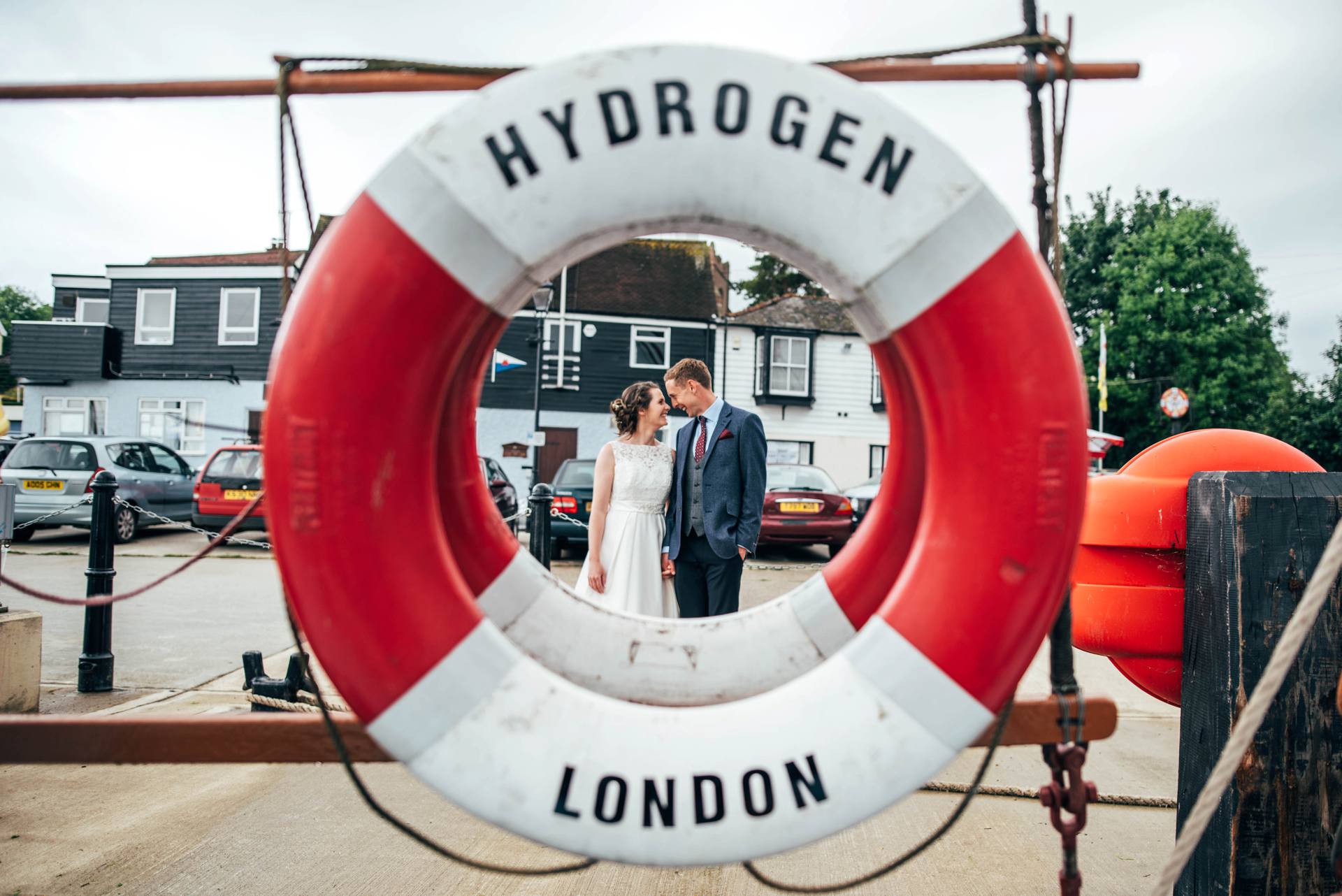 Alternative diy wedding on a boat with steam fairground Essex UK Documentary Wedding Photographer