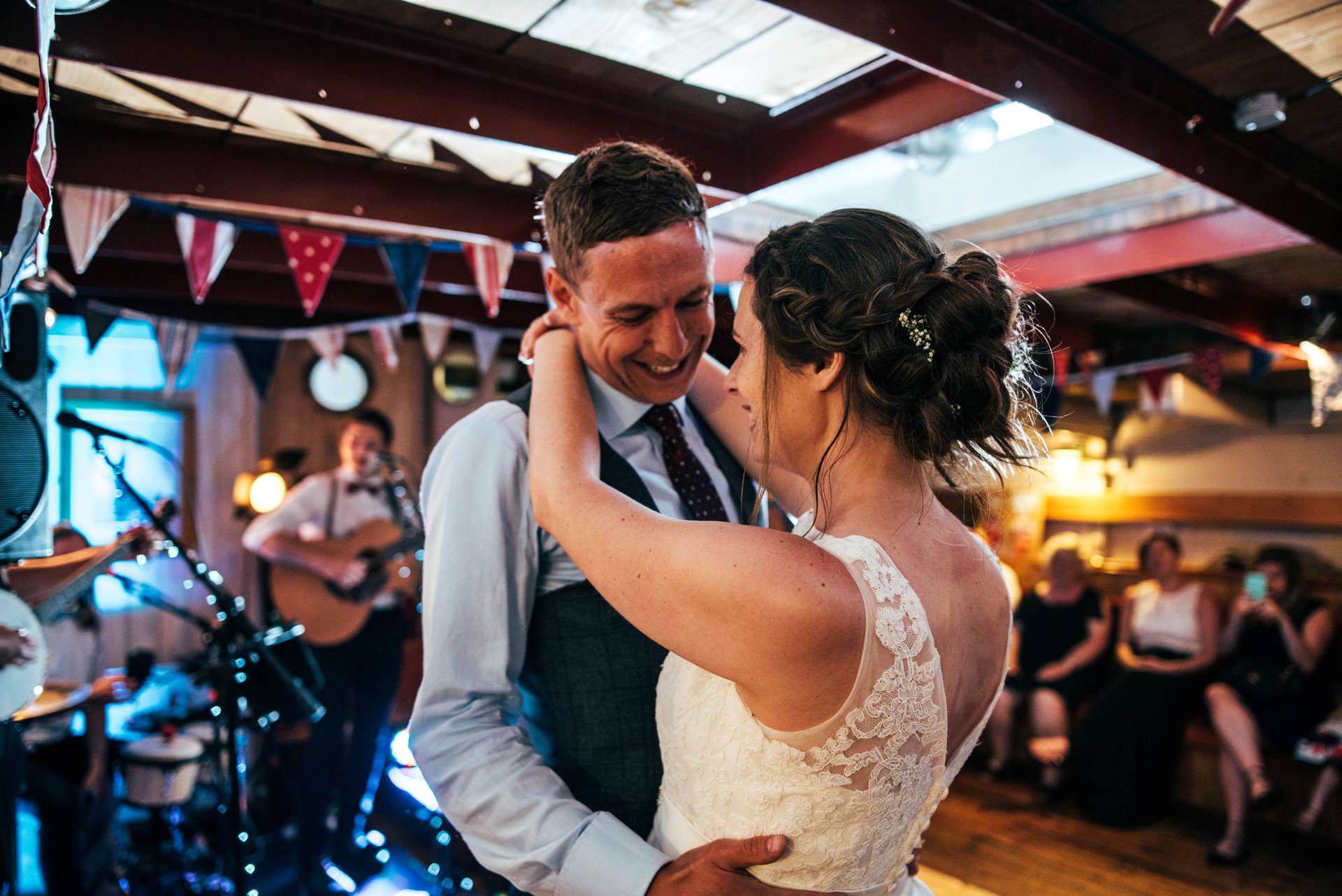 Alternative diy wedding on a boat with steam fairground Essex UK Documentary Wedding Photographer