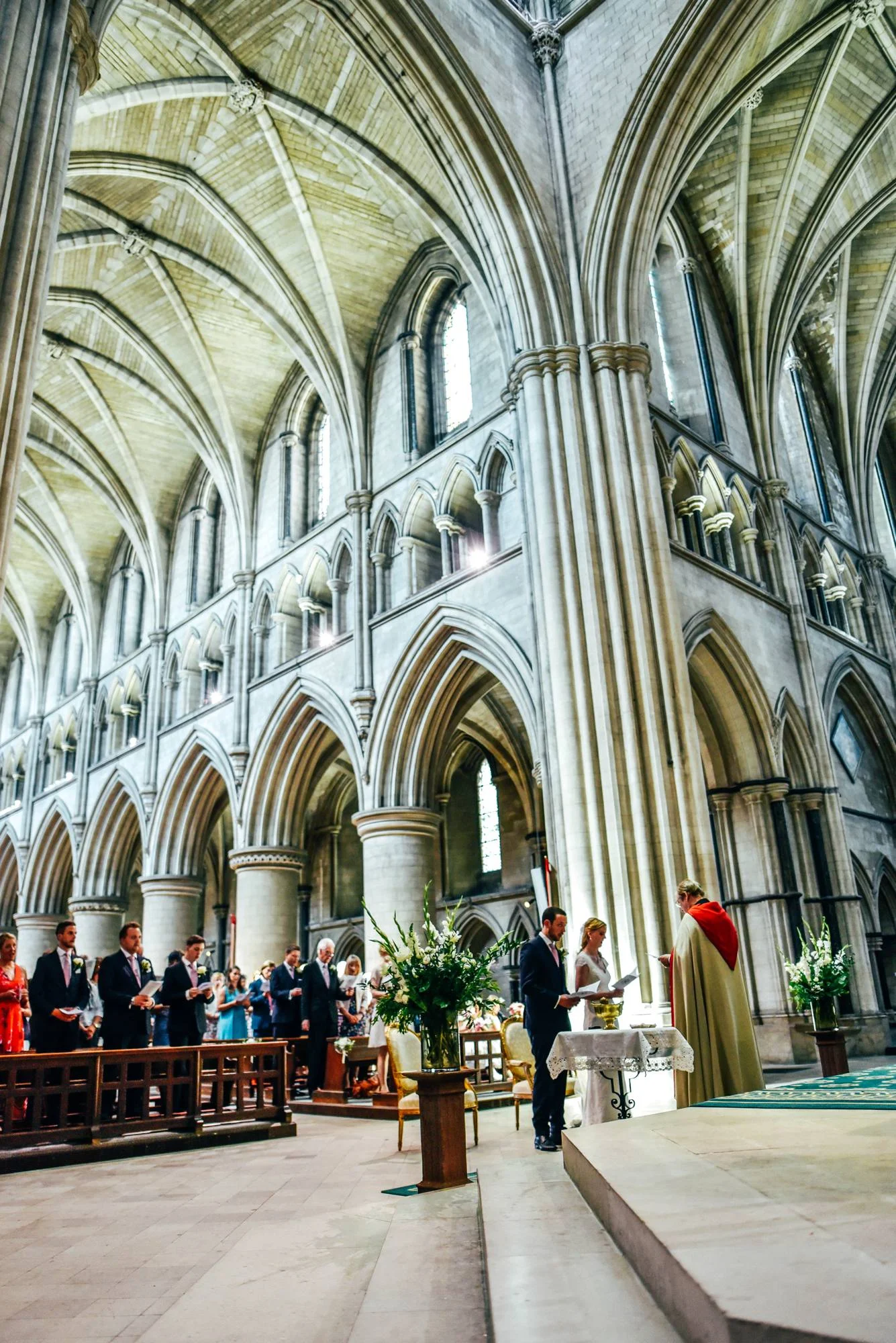 Elegant English Wedding Pink Flower Crowns Norwich Cathedral Kimberley Hall Bride wears Katrine Mogensen Essex UK Documentary Wedding Photographer