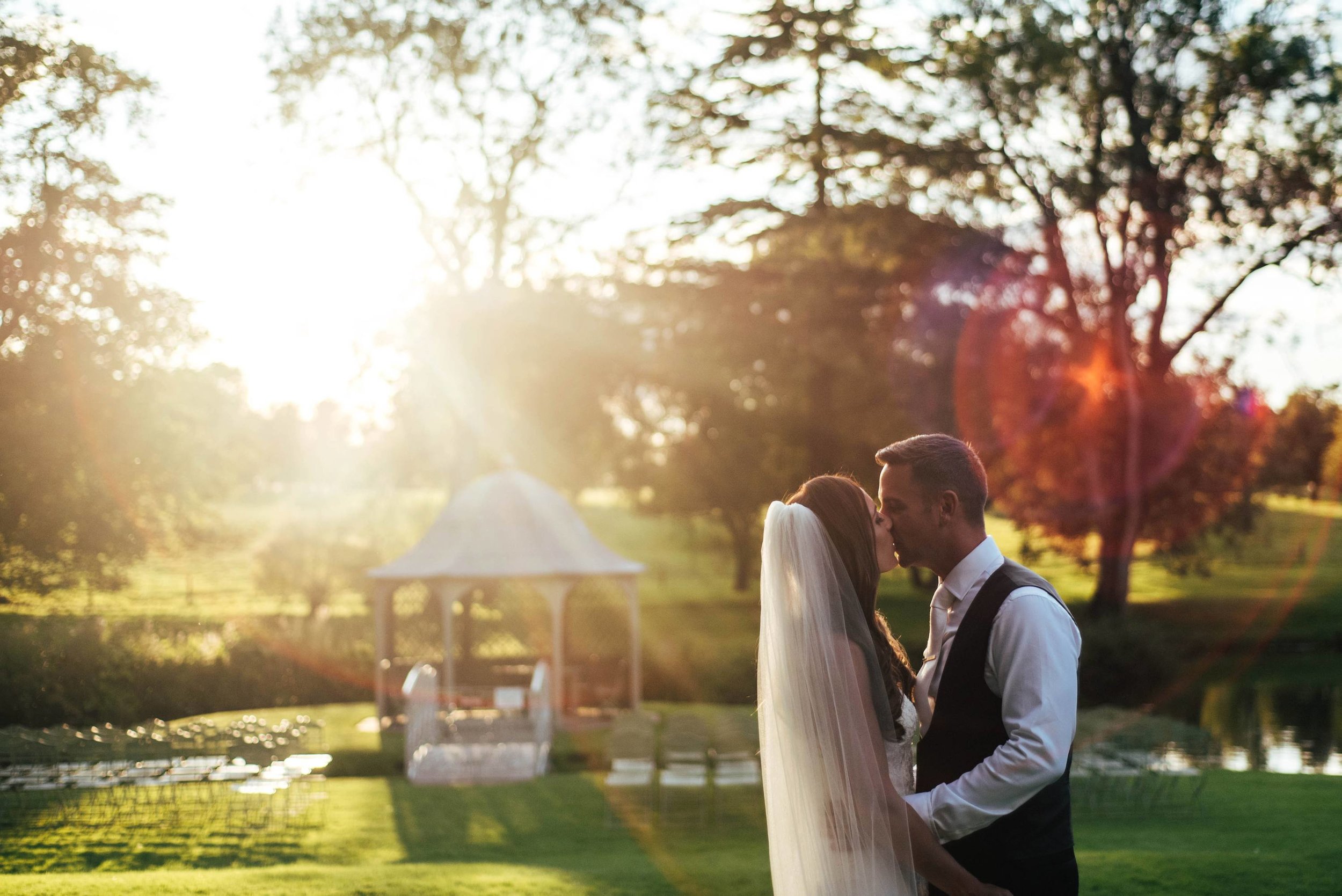 Elegant Longstowe Hall Summer Wedding Bride wears Justin Alexander Essex UK Documentary Wedding Photographer golden hour sunset