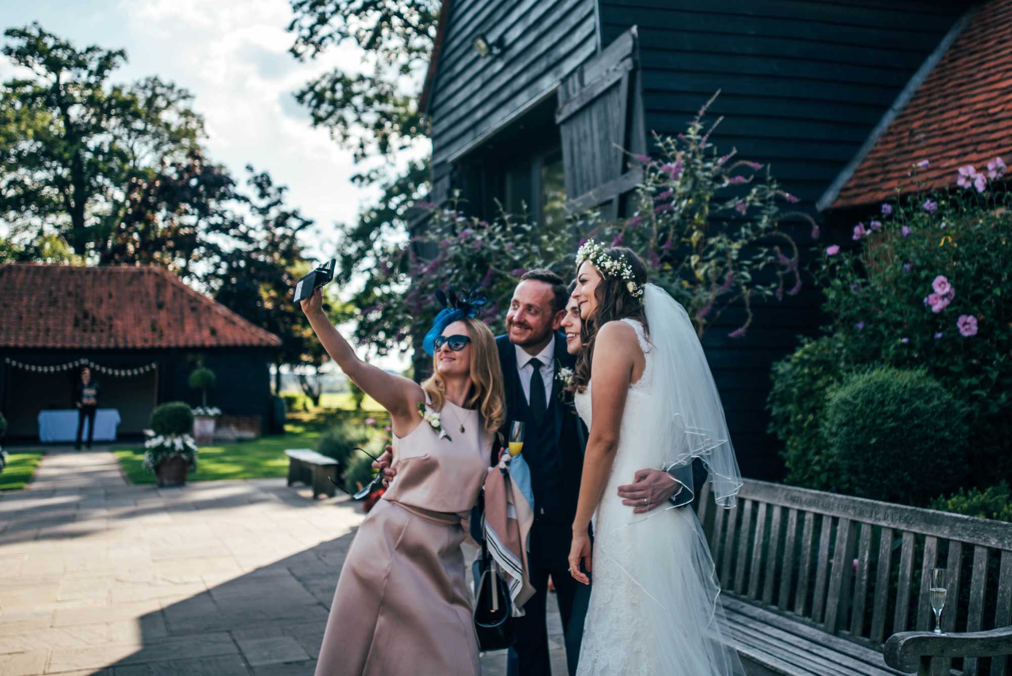 Romantic Rustic Barn Wedding at Blake Hall Essex Bride Wears Pronovias. Foliage and Flower Crowns. Essex Documentary Wedding Photographer
