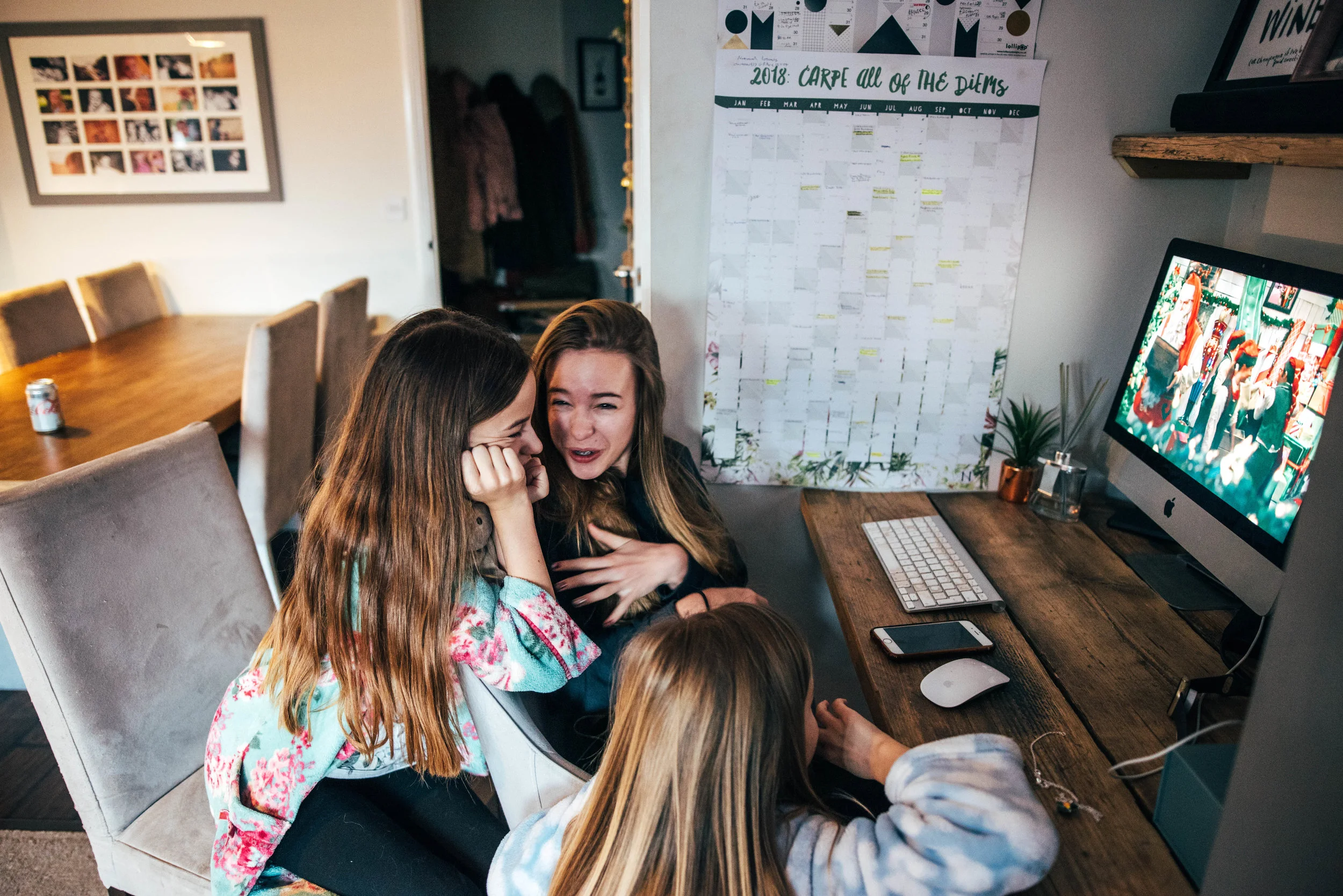 Three sisters get video message from Santa Essex UK Wedding Documentary Photographerw