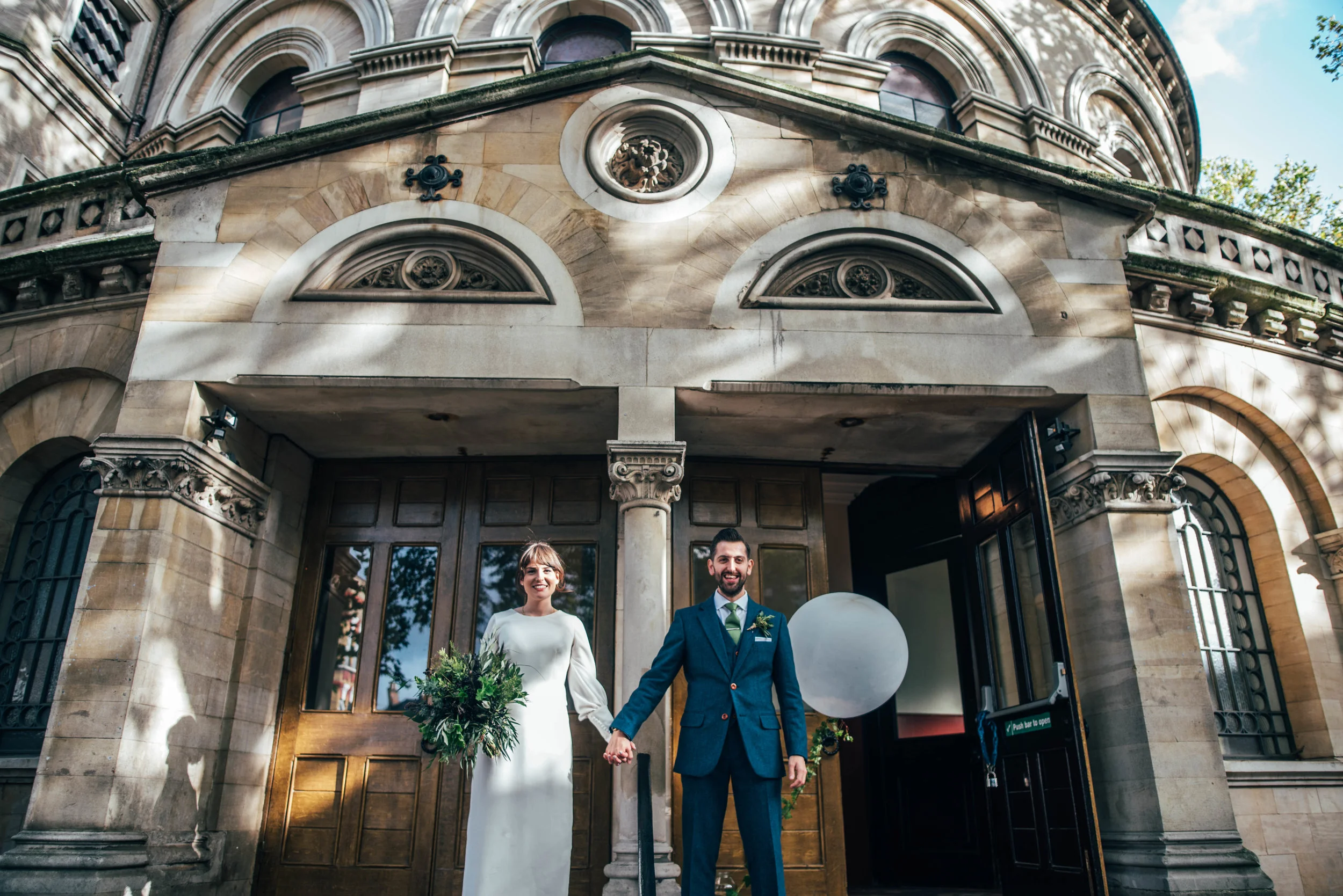 Bride and Groom at Round Chapel Hackney London Essex Documentary Wedding Photographer