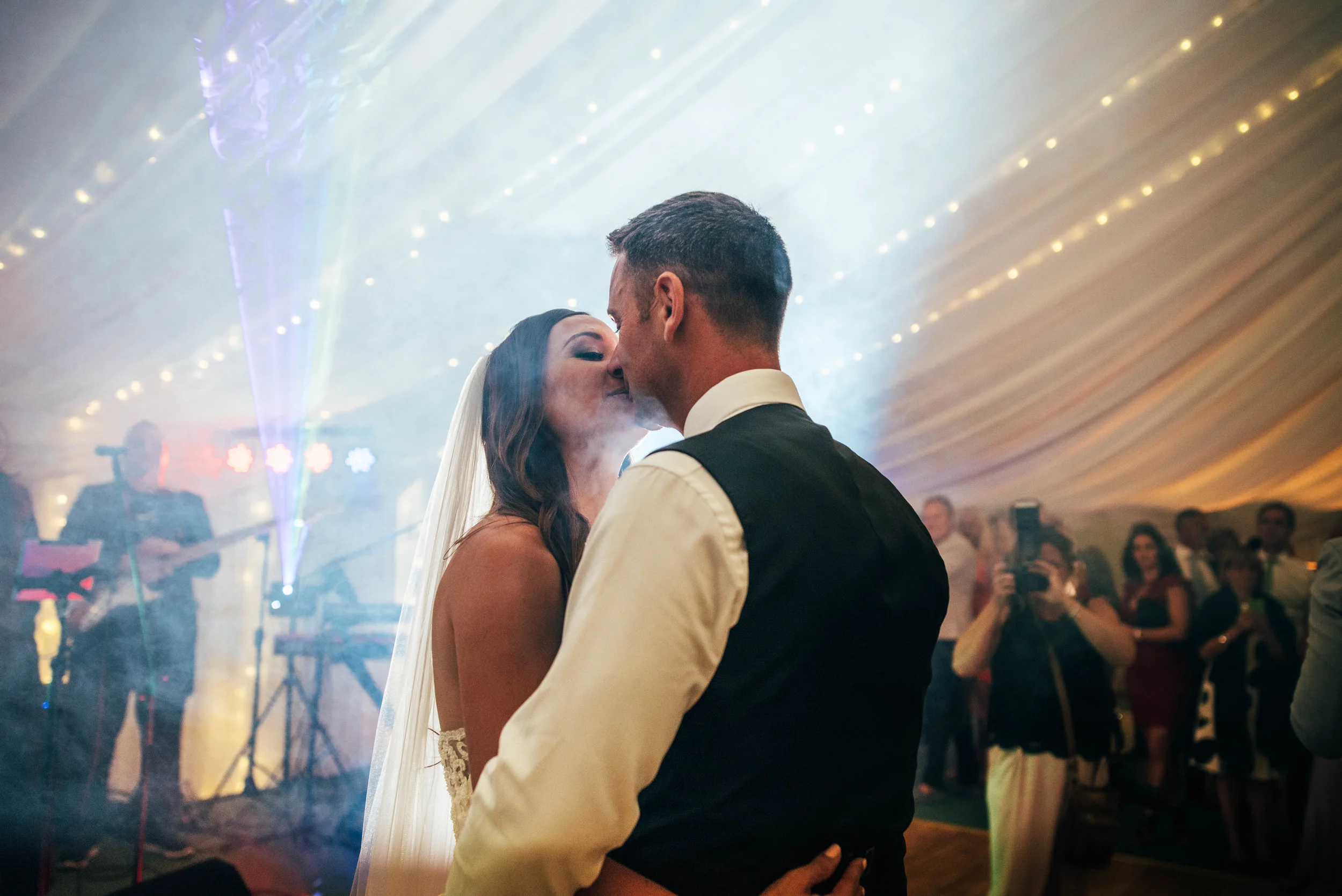 Bride and Groom First Dance Longstowe Hall Essex Documentary wedding Photographer