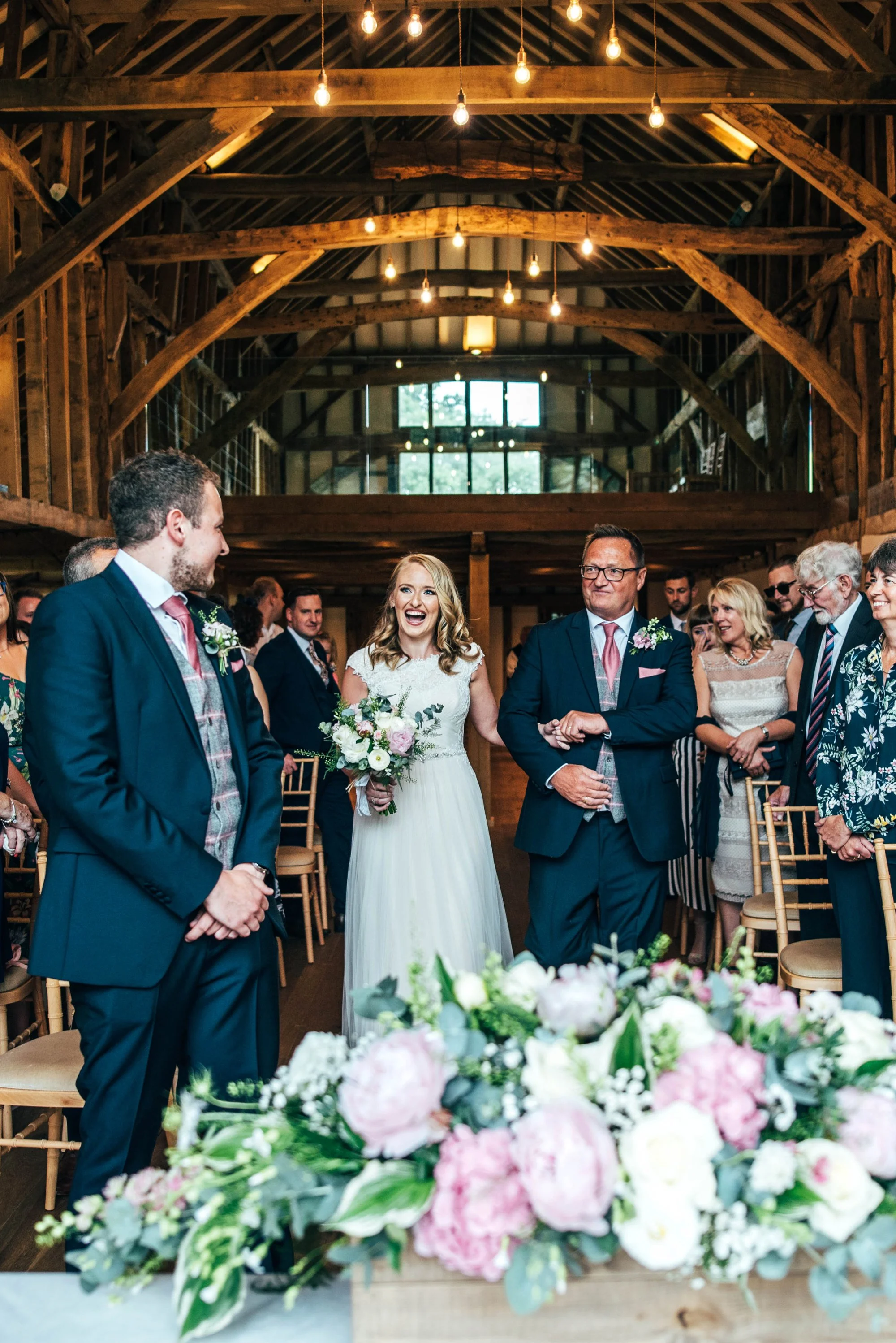 Blush Pink Spring Barn Wedding Blake Hall Essex. Bride wears Maggie Sotterro. Essex Documentary Wedding Photographer