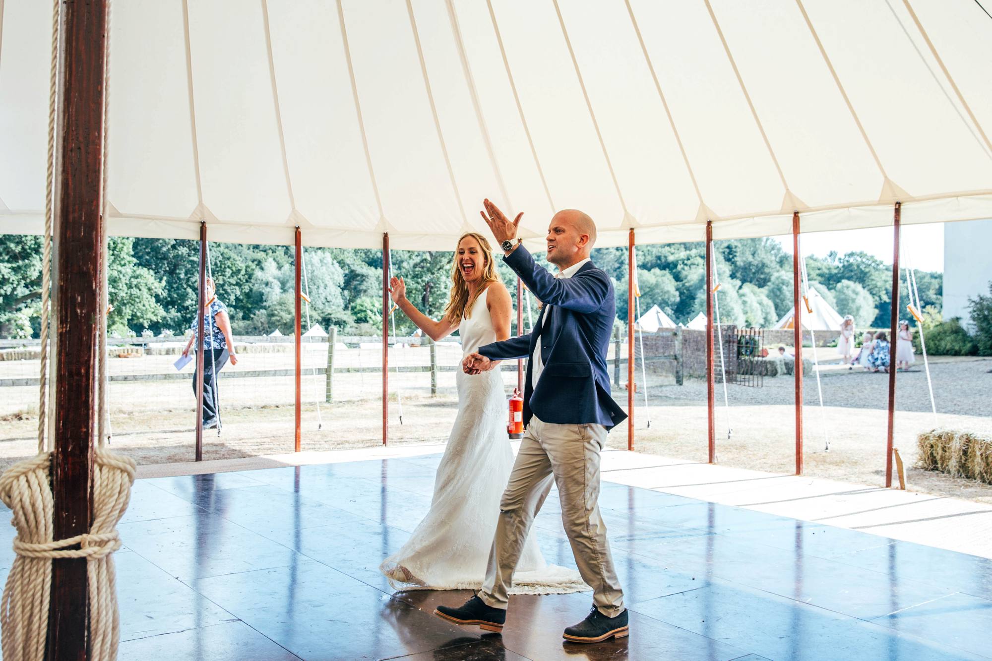 Boho, Festival, Back Garden, Summer Wedding. Bride wears Charlie Brear. Essex Documentary Wedding Photographer