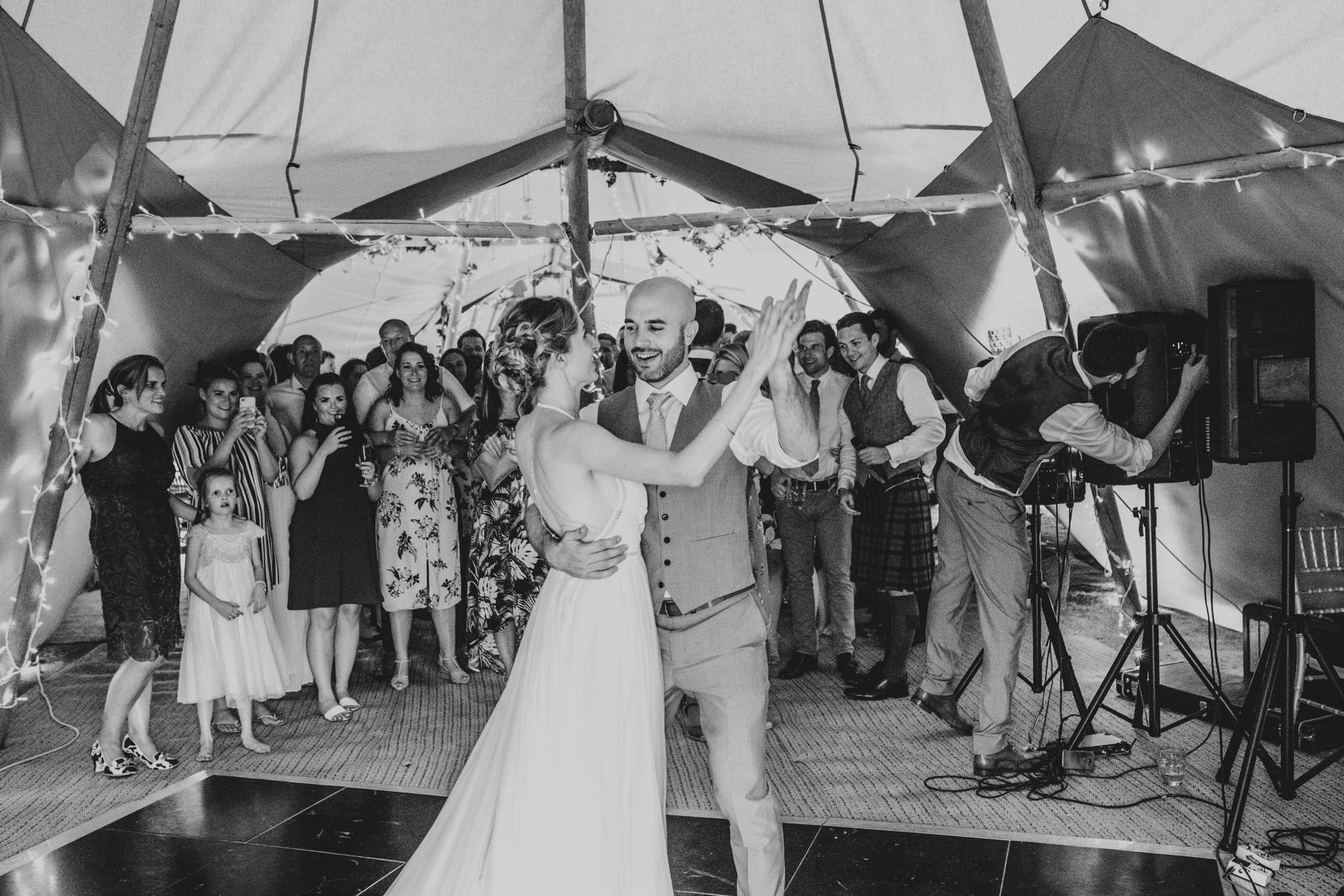 Boho, Back Garden Tipi Wedding, Bride wears Willowby by Watters Essex Documentary Wedding Photographer