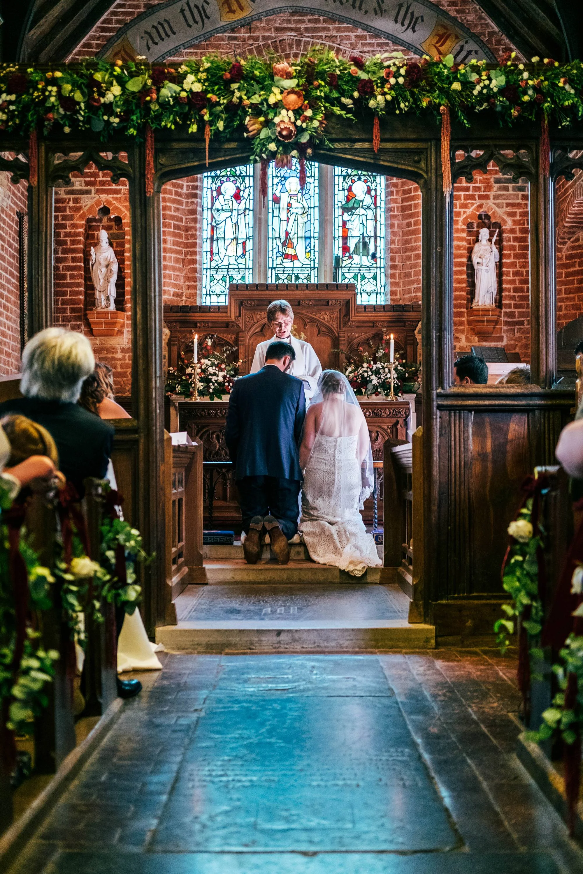 East Anglian Railway Museum Wedding. Vintage lace with Red &amp; Light Blue Palette with Proteas Bouquet. Essex Documentary Wedding Photographer