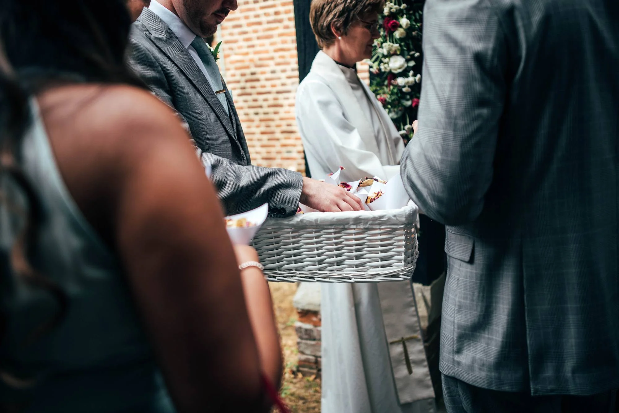 East Anglian Railway Museum Wedding. Vintage lace with Red &amp; Light Blue Palette with Proteas Bouquet. Essex Documentary Wedding Photographer