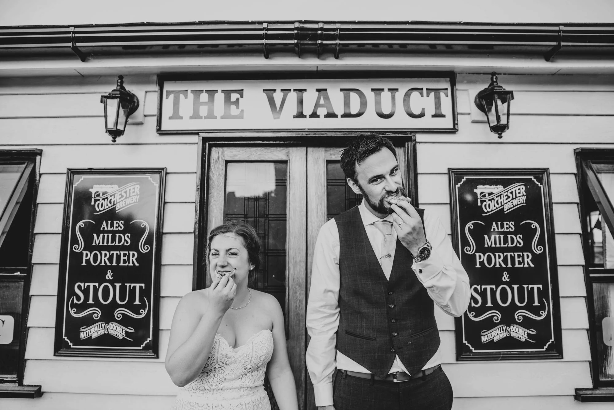 East Anglian Railway Museum Wedding. Vintage lace with Red &amp; Light Blue Palette with Proteas Bouquet. Essex Documentary Wedding Photographer