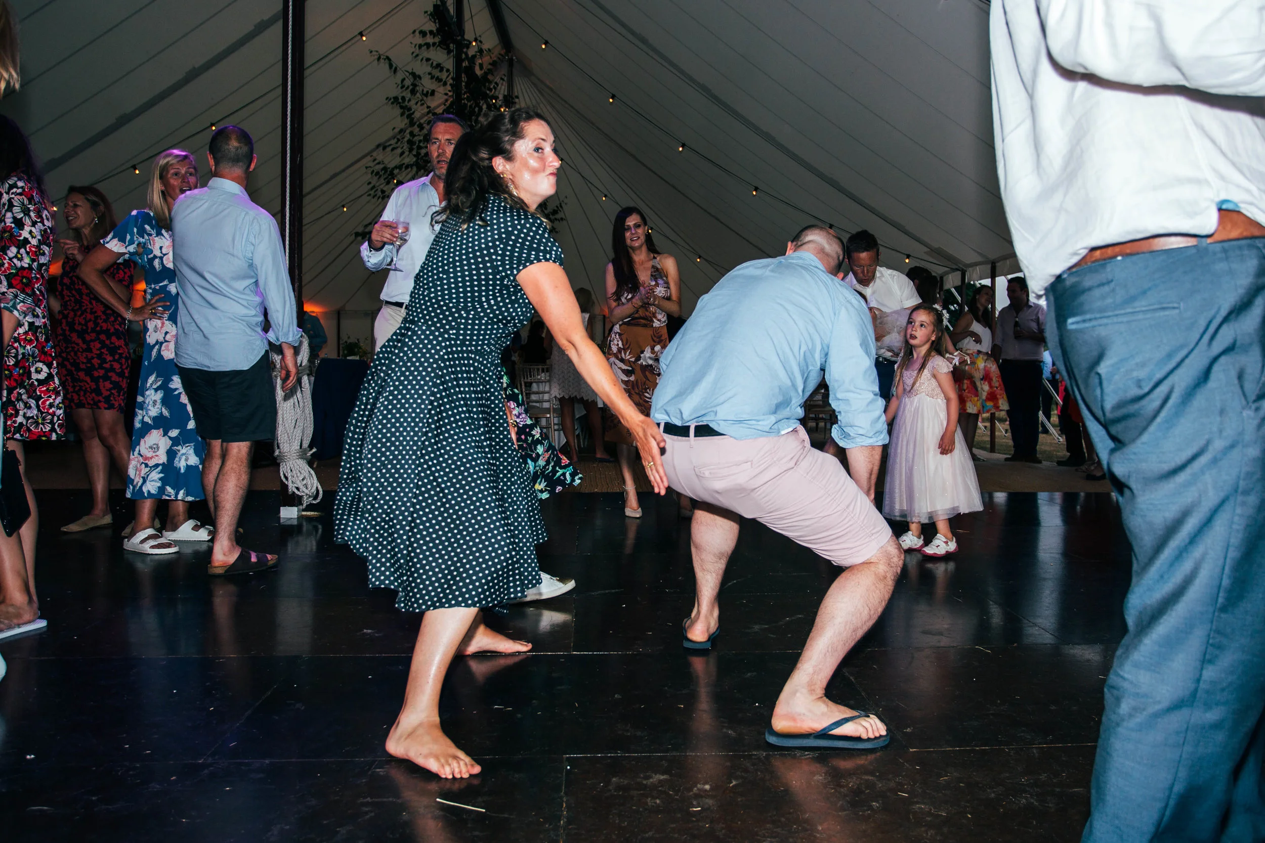 Wedding guests on dance floor Essex Documentary Wedding Photographer