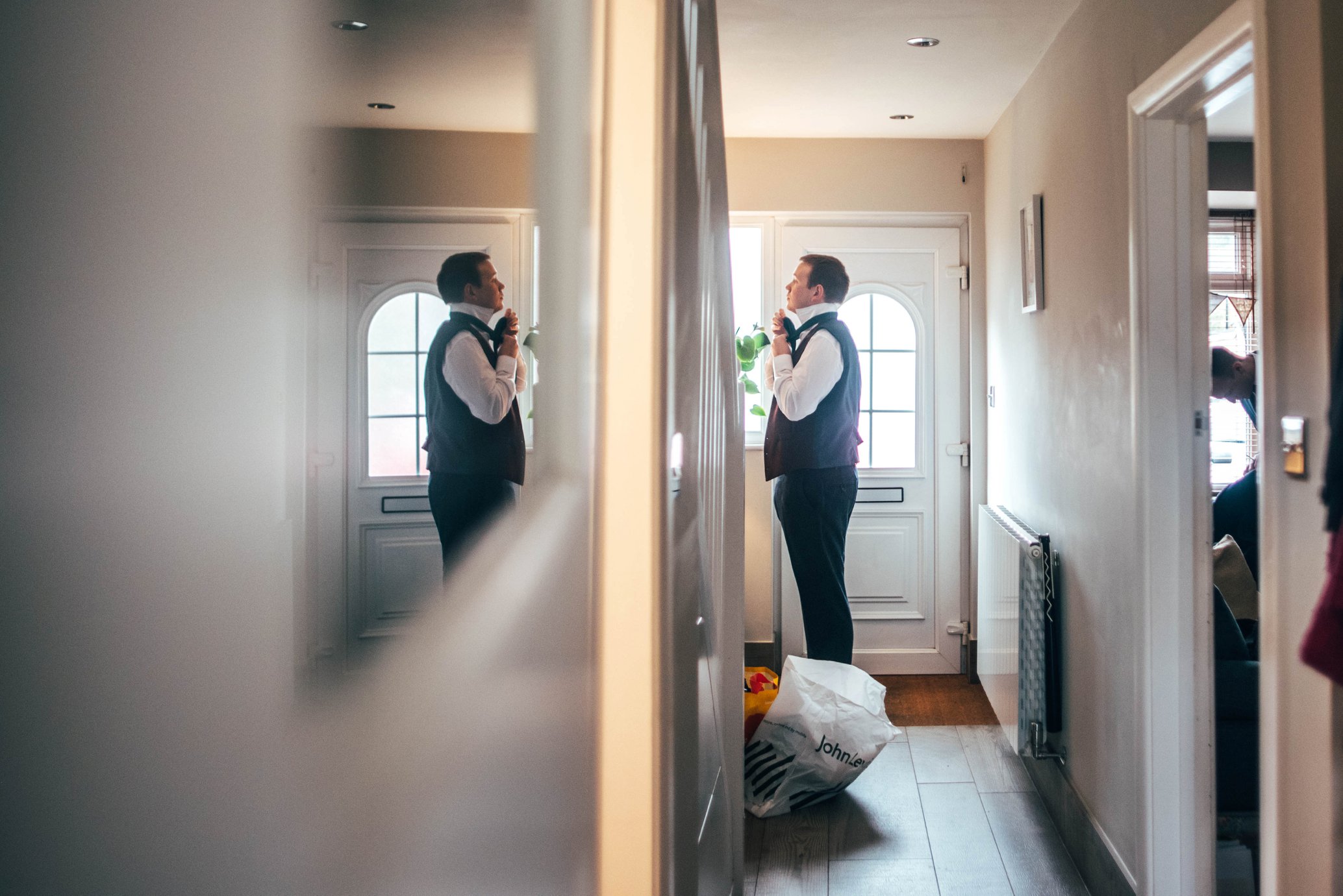 Winter Wedding with Hunter Green and Navy Blues, Bride &amp; Groom include their cat! Essex Documentary Wedding Photographer