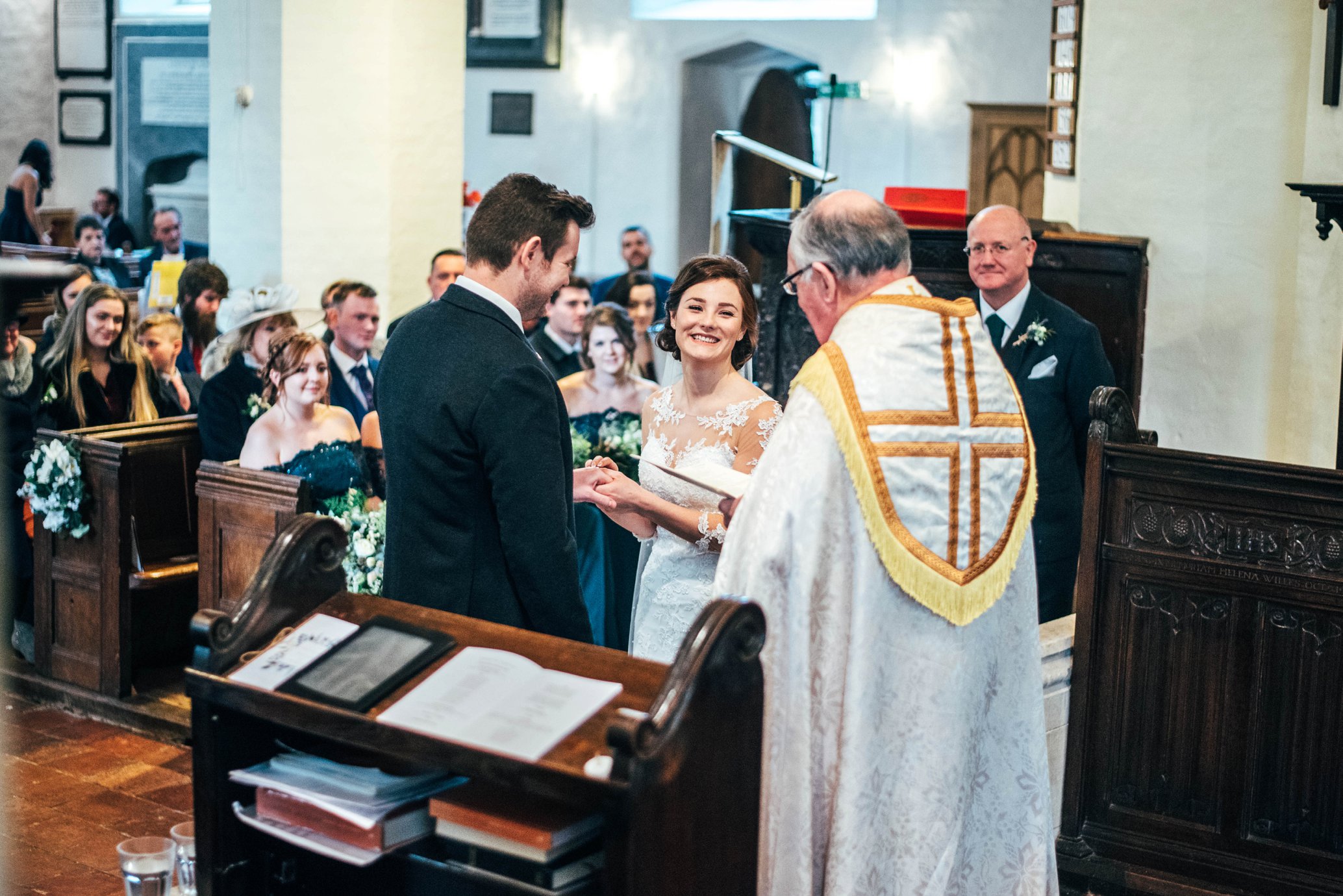 Winter Wedding with Hunter Green and Navy Blues, Bride &amp; Groom include their cat! Essex Documentary Wedding Photographer